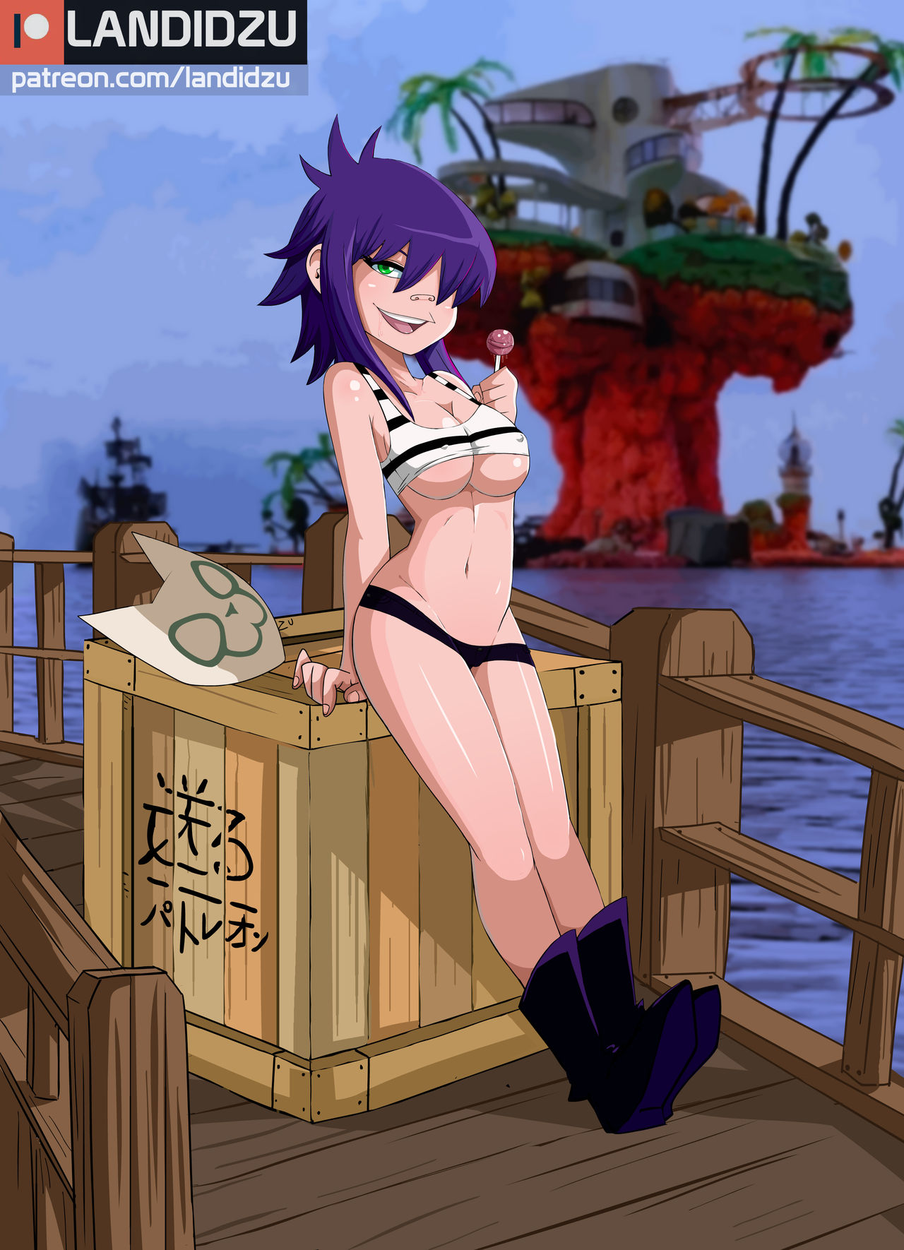 1girls, cameltoe, female, female only, gorillaz, innie pussy, landidzu, noodle (gorillaz), noodle (plastic beach), pussy, solo, tagme