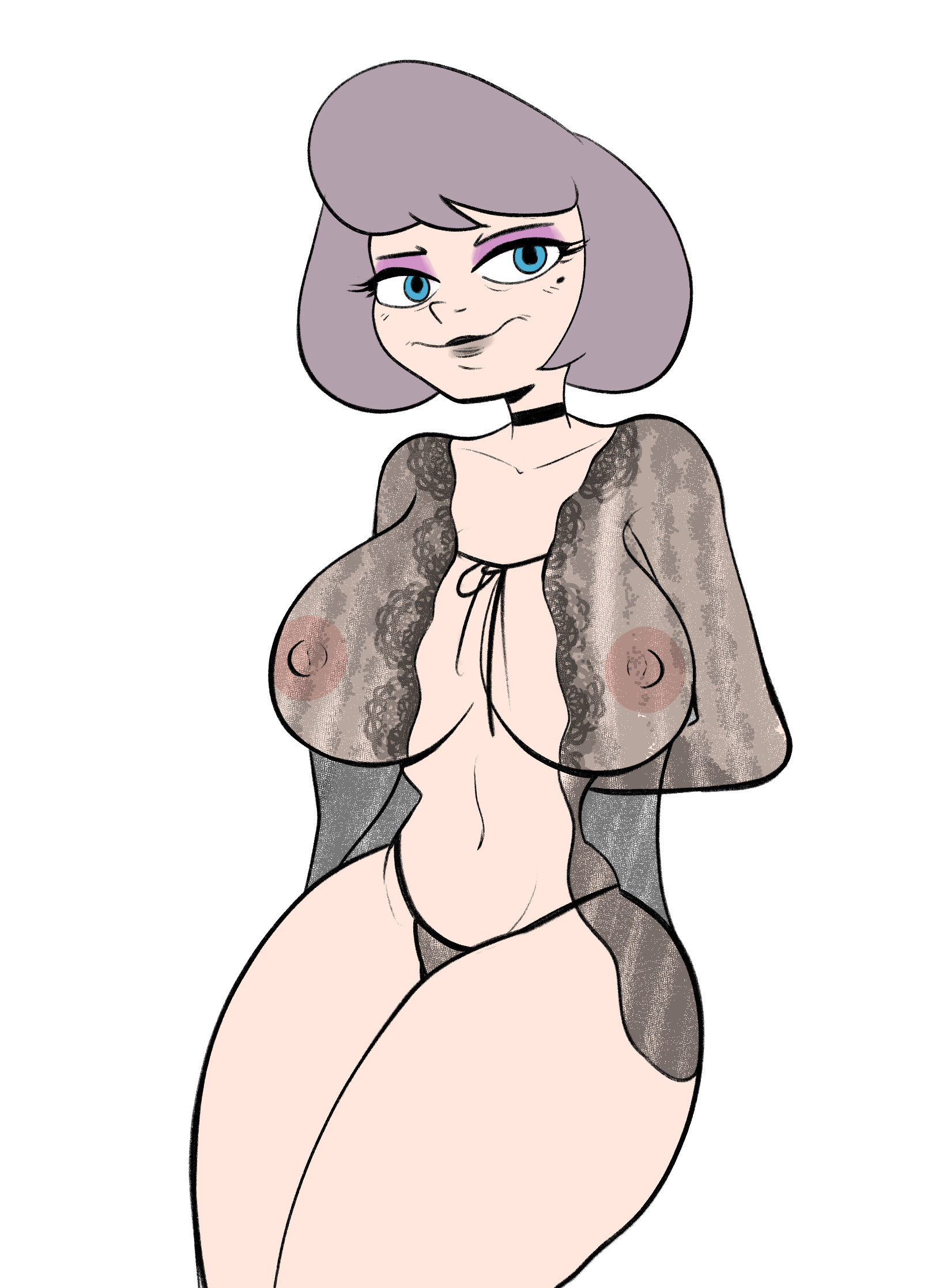 1girls, animaniacs, artist request, casual, clothing, female, gilf, human, humanized, neckwear, outerwear, pale skin, slappy squirrel, solo, tagme