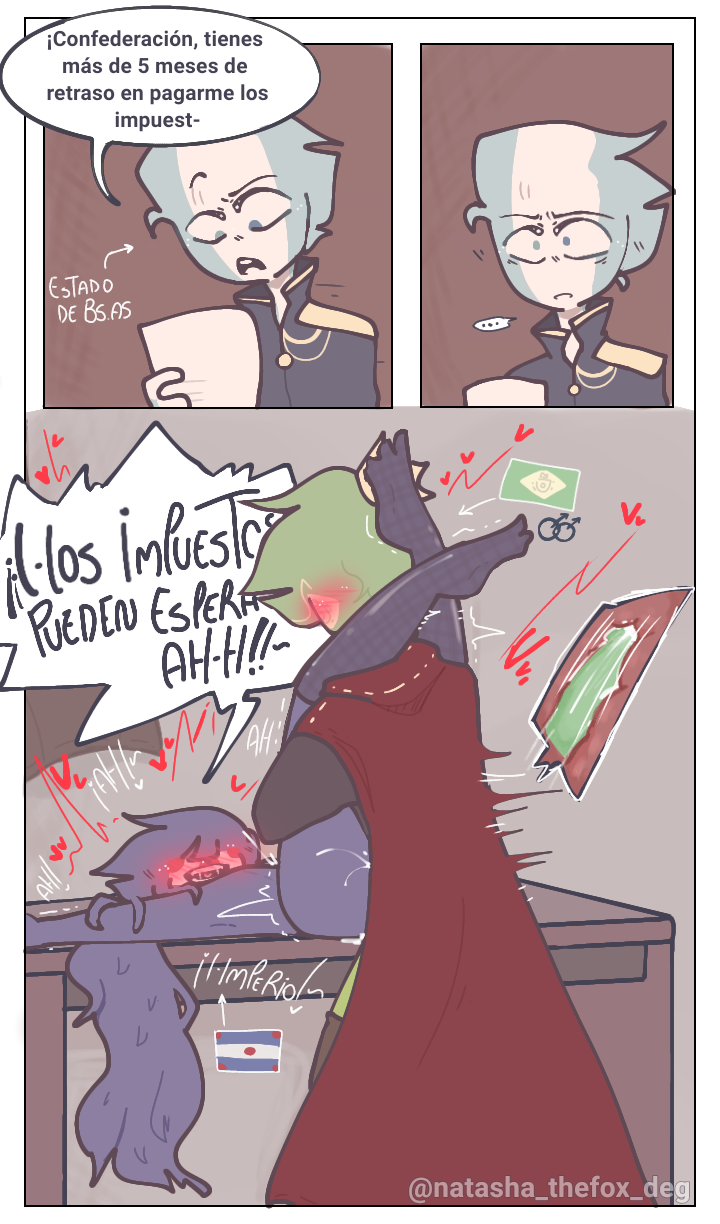 3boys ahe_gao anal argentina argentine_confederation_(countryhumans) arms_up blush buenos_aires_(departamenthumans) cloak comic countryhumans couple departamenthumans empire_of_brazil_(countryhumans) gay kinky_naty male male_only open_mouth penetration states_of_buenos_aires_(countryhumans) table text translation_request x-ray