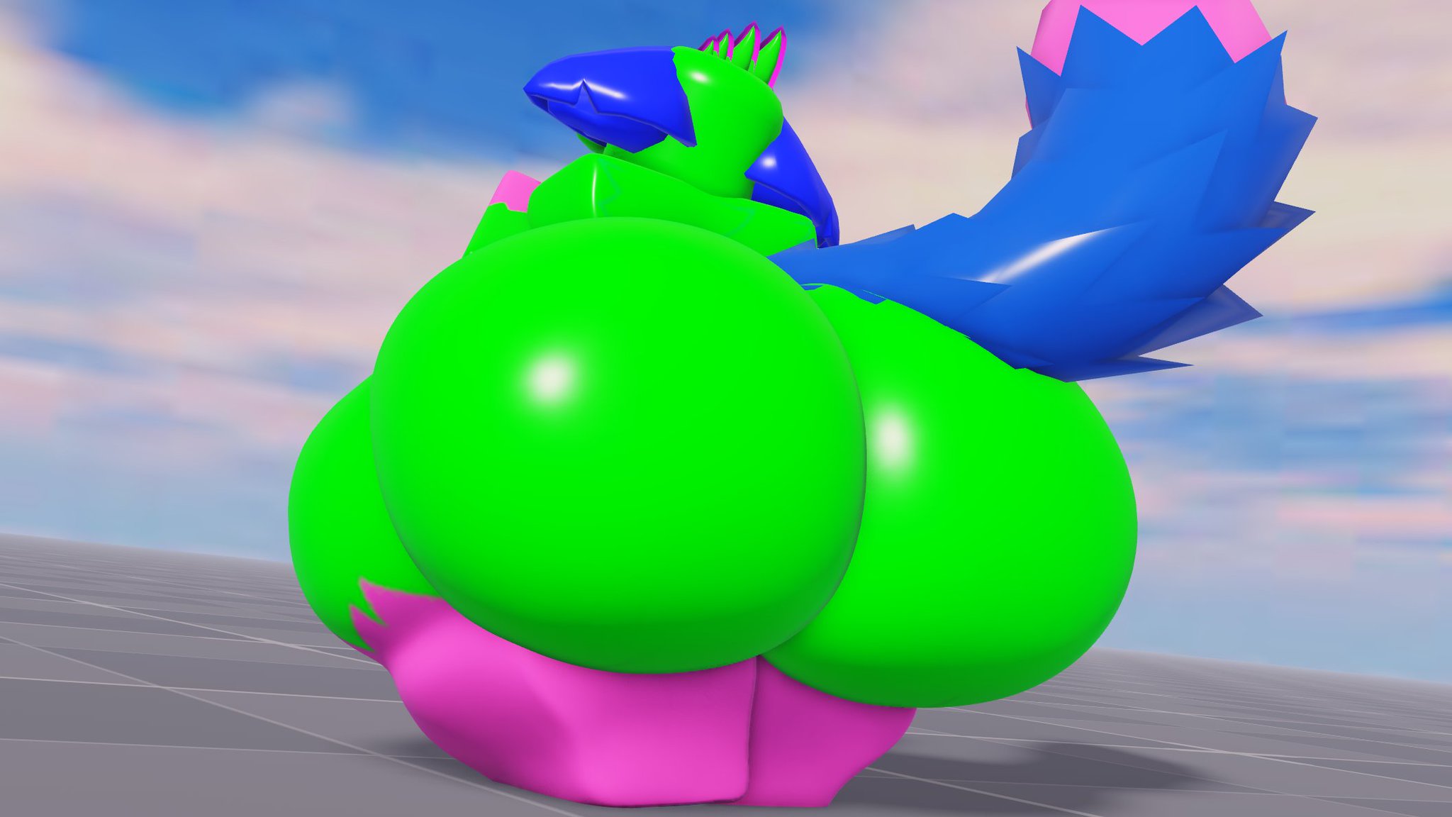 1boy, 1femboy, 2025, 3d, 3d (artwork), 3d artwork, ass bigger than head, back view, big ass, big butt, biped, butt bigger than head, facing away, facing away from viewer, femboy, feminine, furry, furry male, furry only, gay, gay male, green fur, huge ass, huge butt, kevin (nyanwolf), lamentlife, looking away, male, male only, no humans, non-human, non-human only, nyanwolf, roblox, roblox game, roblox studio, robloxian, solo, solo male, tagme, thick, thick ass, thick thighs, three-tone fur