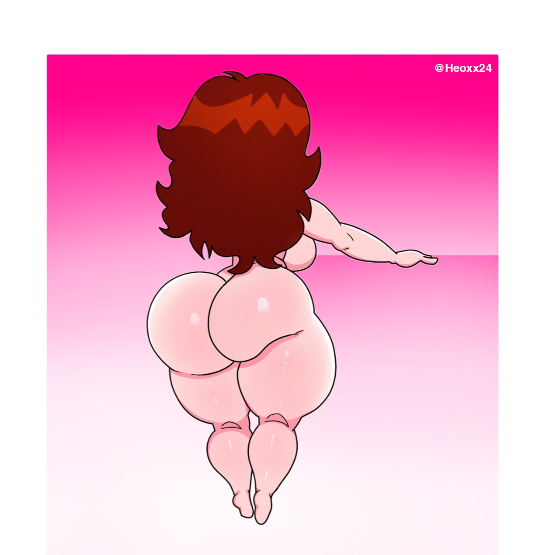 1girls, ass, ass bigger than head, ass expansion, ass focus, auburn hair, barefoot, big ass, big breasts, breasts, completely nude, curvy, female, female only, friday night funkin, full body, girlfriend (friday night funkin), heoxx24, huge ass, long hair, naked, naked female, nude, nude female, rear view, self upload, solo, solo female
