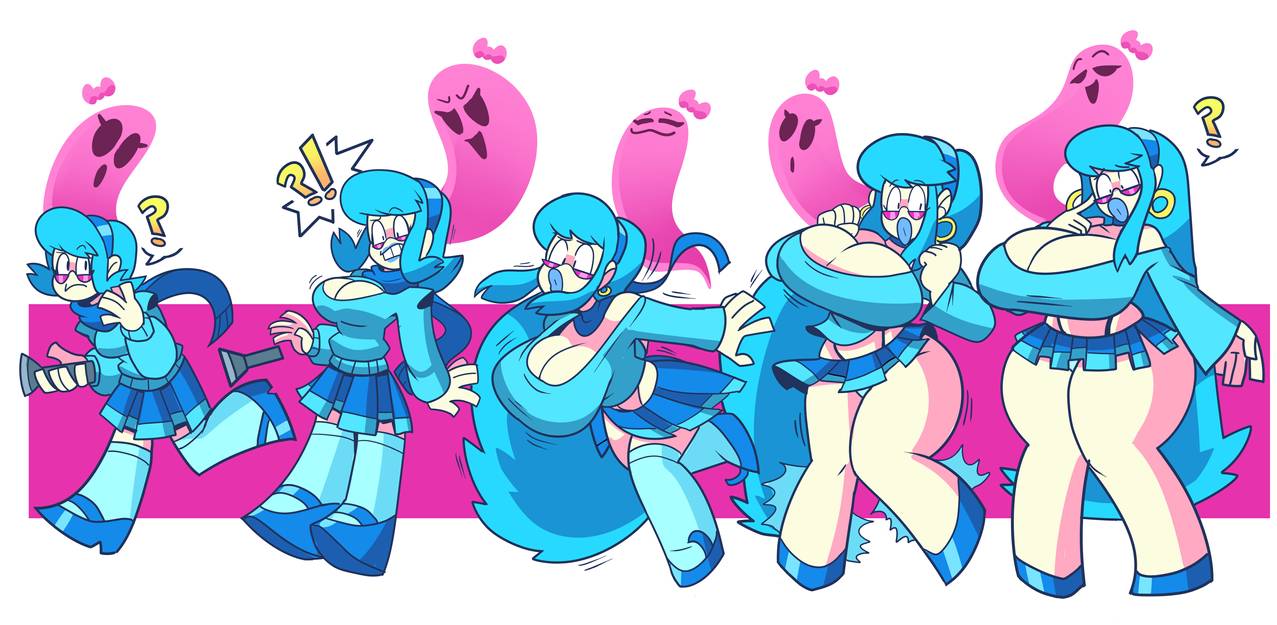 1girls ass_expansion bimbo bimbofication breast_expansion breasts cleavage female ghost huge_breasts mystery_skulls original original_character superspoe thick_thighs transformation vivi_(mystery_skulls) wide_hips