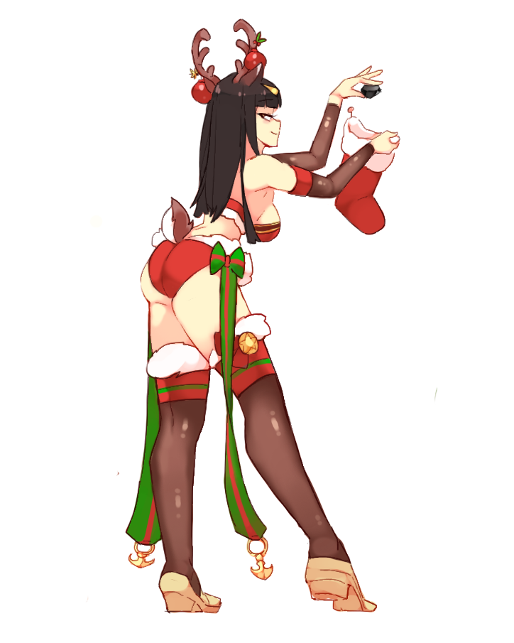 1girls alternate_costume ass bare_thighs big_ass big_breasts bikini black_hair brown_eyes christmas coal fire_emblem fire_emblem_awakening fire_emblem_heroes long_hair looking_at_viewer naughty_face nintendo red_panties rtil seductive seductive_smile socks solo solo_female tharja_(fire_emblem) tharja_(winter)_(fire_emblem) thick_thighs thighhighs thighs