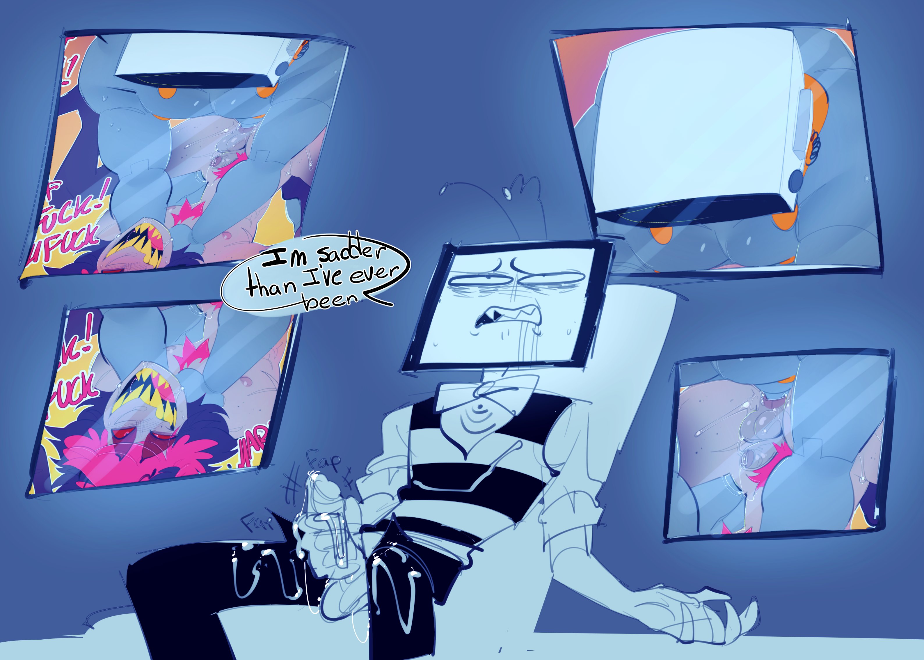 3boys, alastor (hazbin hotel), anal, anal insertion, anal sex, asphyxiation, bileshroom, choking, dominant, dominant male, domination, gay, gay anal, gay domination, gay male, gay sex, haru (masochistfox), hazbin hotel, jerking, jerking off, jerkingoff, male, maledom, malesub, masturbating, masturbating while watching, masturbation, missionary, missionary position, penis, penis in ass, precum, precum drip, precum on penis, precum string, size difference, size play, sketch page, small penis, submission, submissive, submissive male, tv screen, vice (bileshroom), vox (hazbin hotel), voyeur, voyeurism