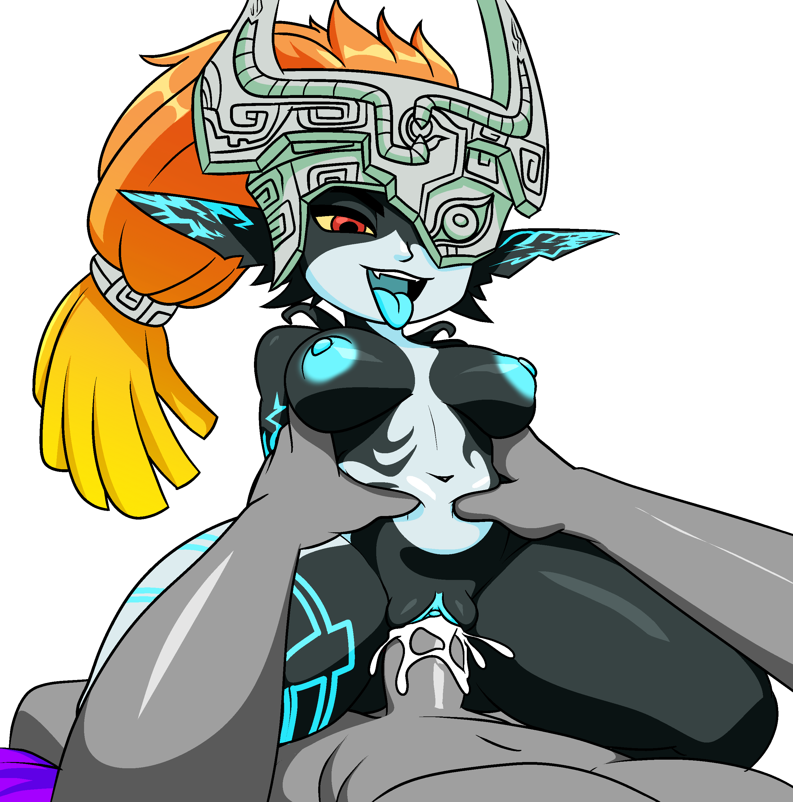 1boy, 1girls, areola, ass, big butt, bodily fluids, breasts, erect nipples, fangs, female, genital fluids, genitals, grin, hi res, imp, midna, navel, nintendo, nipples, nude, sex, short stack, smile, smirk, teeth, the legend of zelda, thick thighs, twilight princess, vaginal fluids, vulva, wallyroo, white body, wide hips