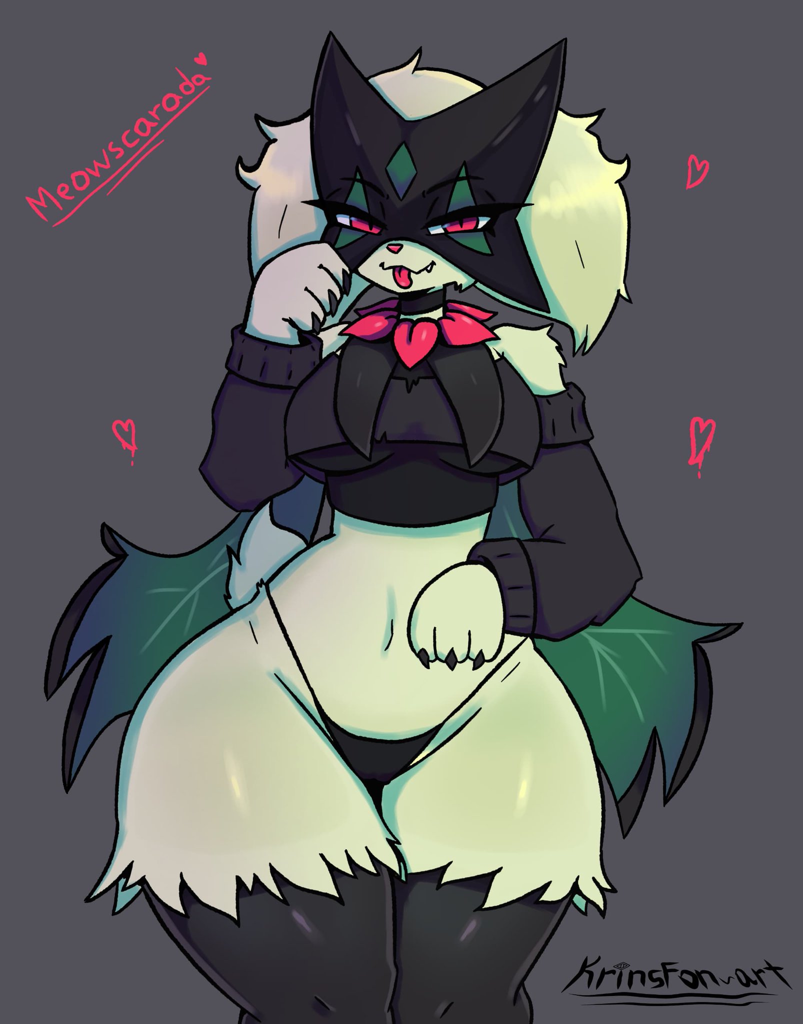 1girls, 2024, anthro, female, female only, furry, furry female, furry only, krinsfon, meowscarada, pokemon, pokemon (species), tagme