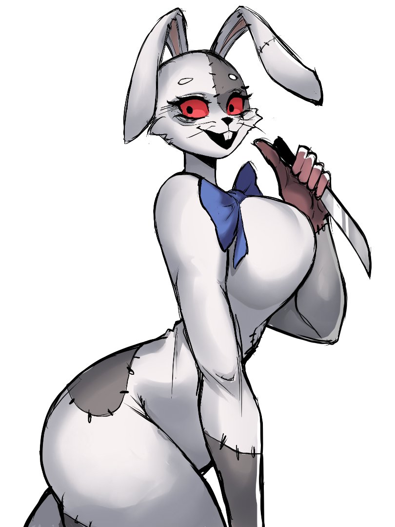 1girl, 1girls, big ass, big breasts, big butt, clothed, female, five nights at freddy's, five nights at freddy's: security breach, fursuit, human, human female, knife, maimeetung, solo, solo female, tagme, vanny (fnaf)