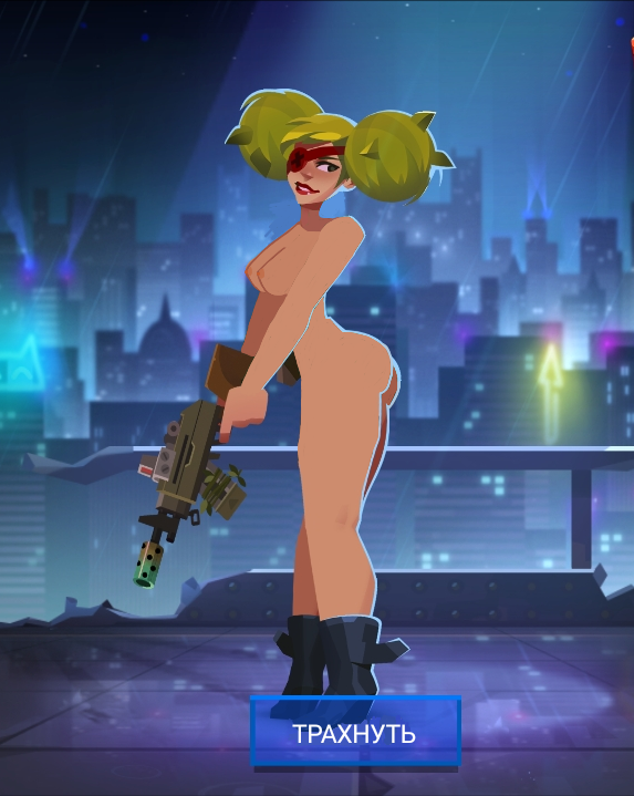 big_ass big_breasts bullet_echo green_eyes green_hair gun levi_(bullet_echo) naked_footwear nude tagme unknown_artist zeptolab