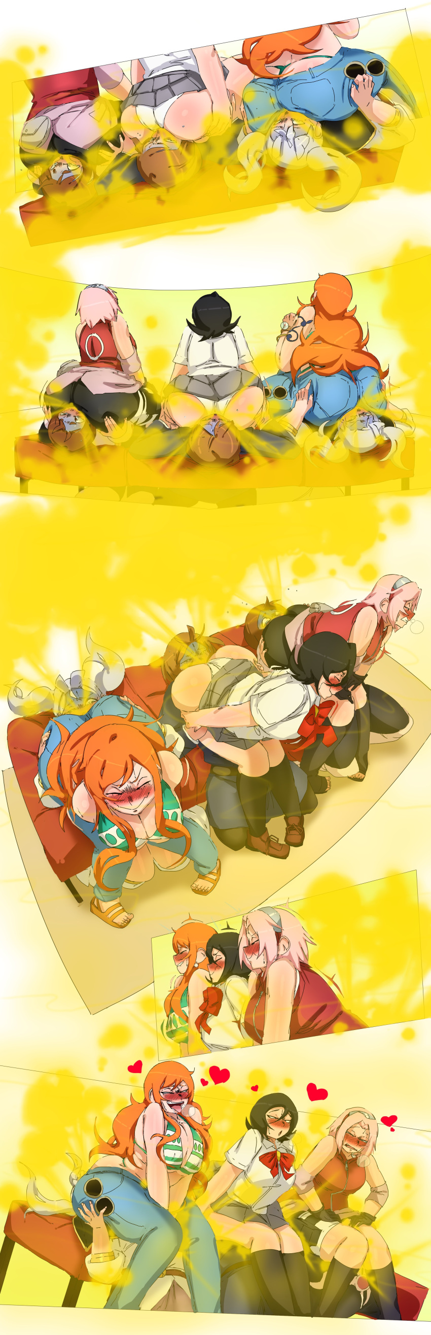 6girls, ass, black clover, bleach, blush, bullying, clothing, comic, dialogue, enjoying farting, facesitting, fart, fart fetish, fart in face, fart torture, farting in face, farting on face, fat ass, female, female only, female/female, jujutsu kaisen, kuchiki rukia, kugisaki nobara, lazei, lingering stench, looking back, my hero academia, nami (one piece), naruto, naruto (series), noelle silva, ochako uraraka, one piece, sakura haruno, stinky, submissive female, teasing, yuri
