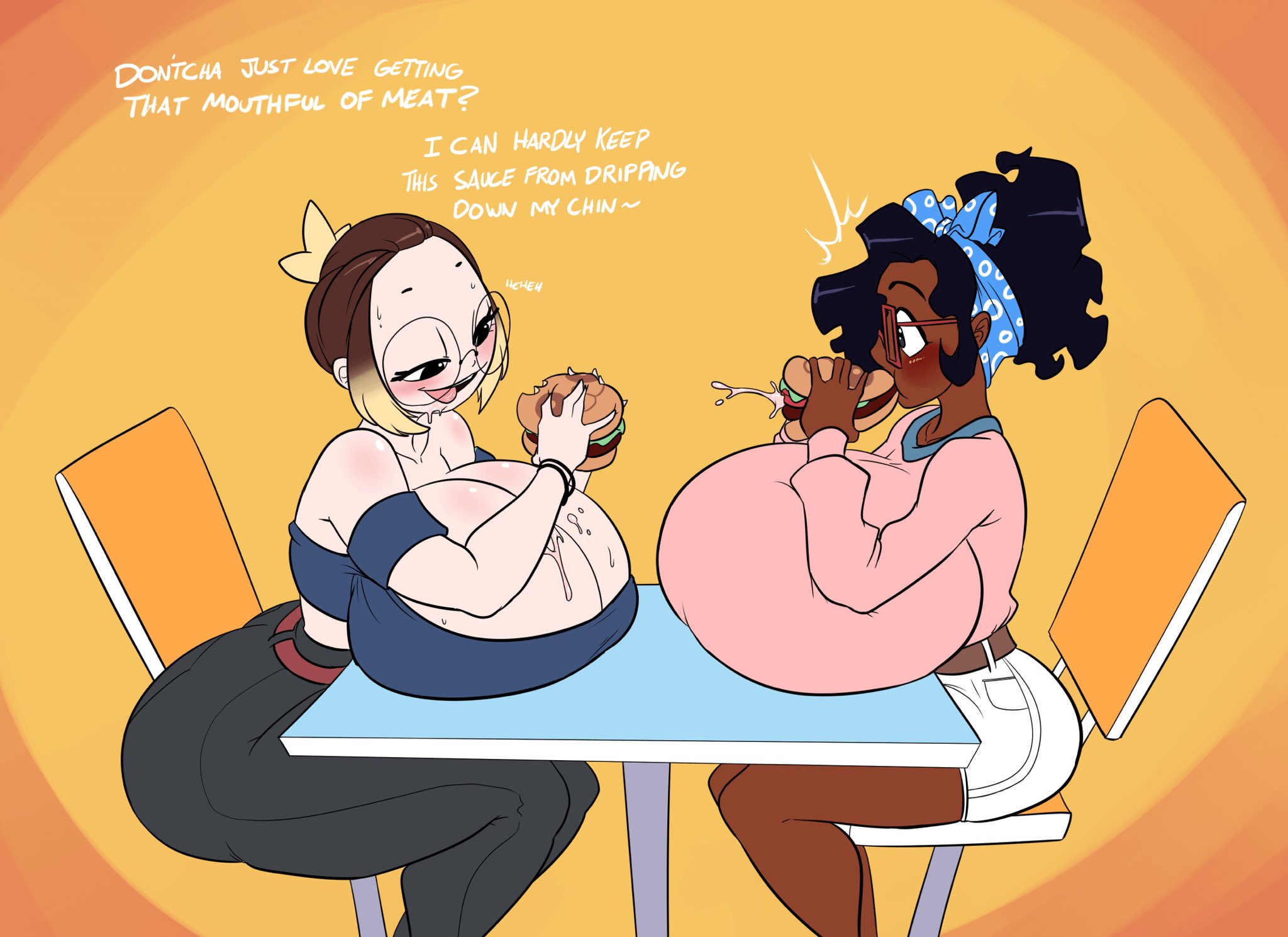 african female, ass, big ass, big breasts, breasts, bulumble-bee, dyed hair, female, frogface (bulumble-bee), glasses, maddie (eimmikha), original, original character, top heavy