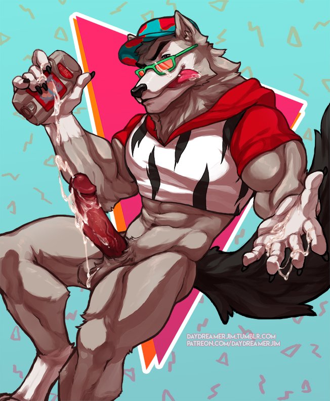 1boy anthro balls bodily_fluids canid canine canis clothed clothing cum daydreamerjim furry_only genital_fluids genitals male male_only mammal mascot muscular muscular_anthro muscular_male old_spice partially_clothed penis solo were werecanid werecanine werewolf wolf wolfthorn_(old_spice)