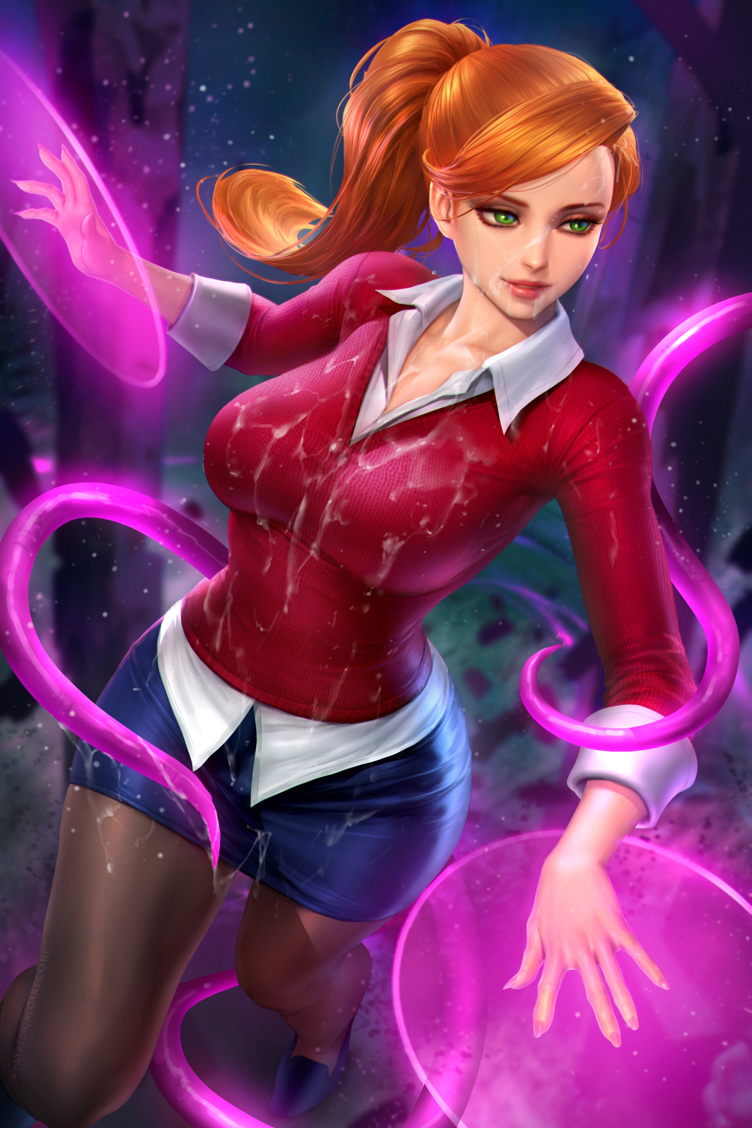 1girls, ben 10, ben 10 alien force, big breasts, breasts, cartoon network, cum, female, female focus, female only, green eyes, gwen tennyson, gwen tennyson (alien force), long hair, neoartcore, orange hair, red hair, redhead, solo, tagme