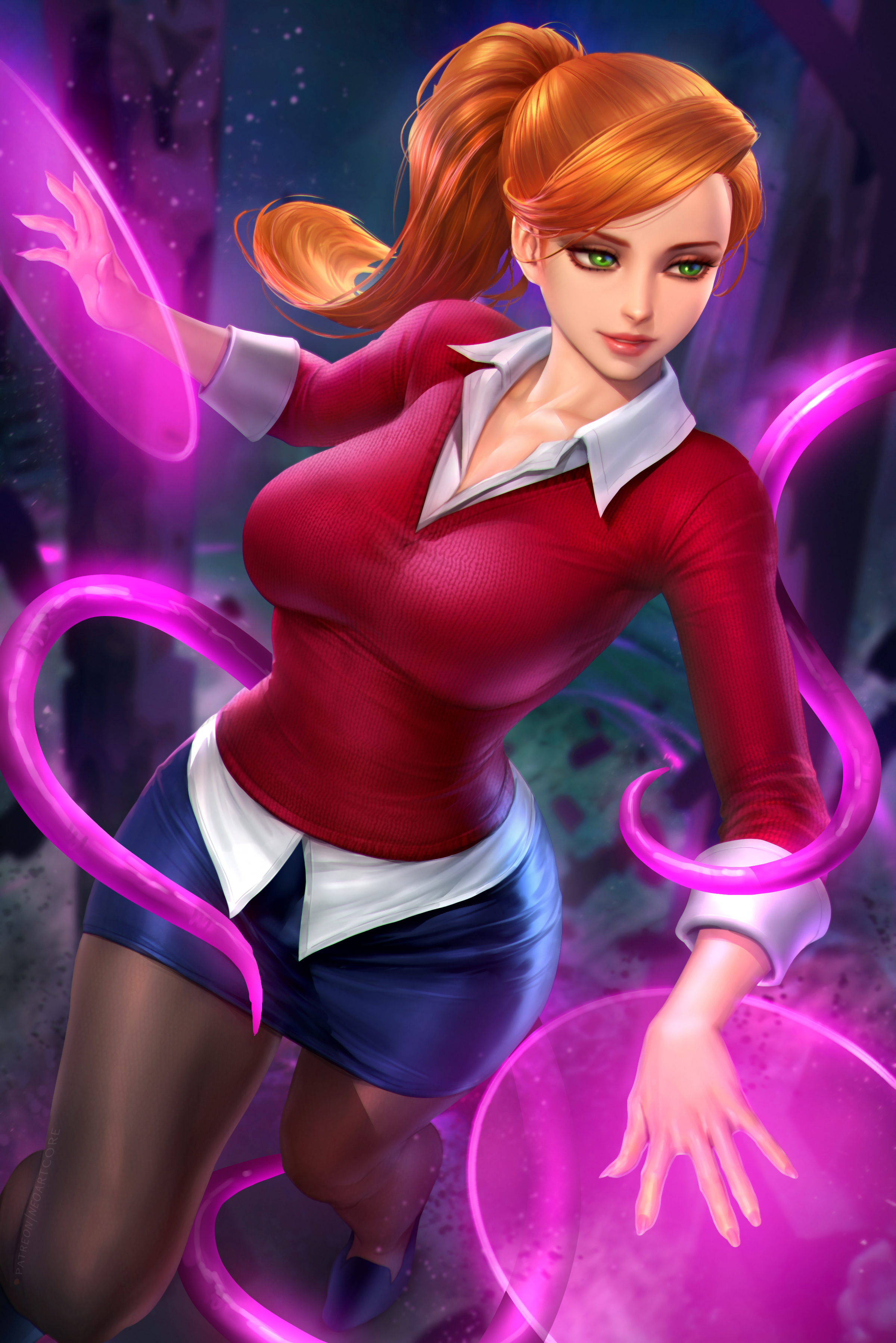 1girls, ben 10, ben 10 alien force, big breasts, blue clothing, blue skirt, breasts, business suit, business woman, cartoon network, female, female focus, female only, ginger, ginger hair, green eyes, gwen tennyson, gwen tennyson (alien force), large breasts, long hair, neoartcore, orange hair, pencil skirt, realistic, red clothing, red hair, redhead, secretary, secretary outfit, shoes, solo, tagme, tight clothing, tights, white shirt