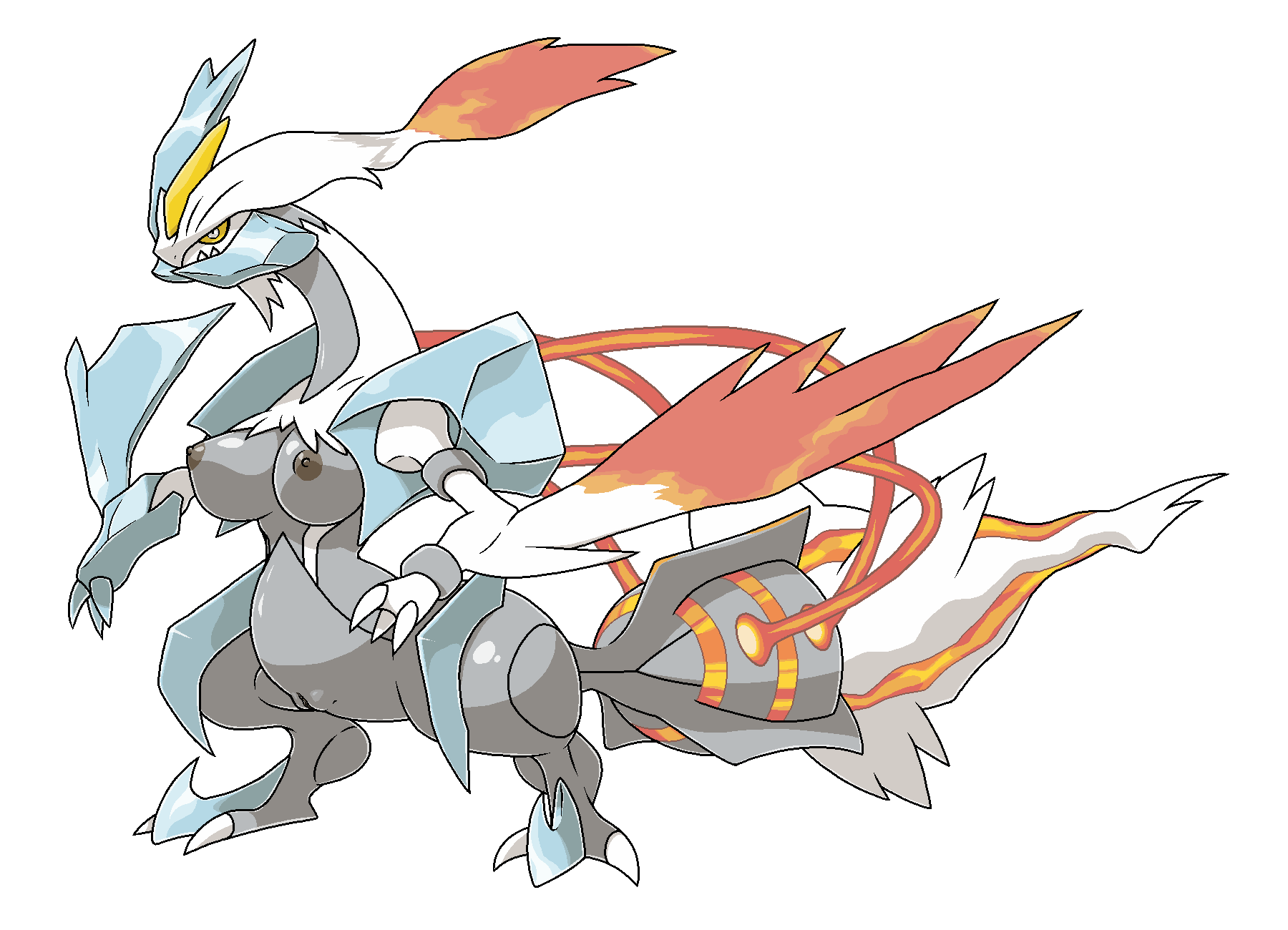 breasts dragon fire ice kyurem kyurem-white pokemon pokemon_bw2 pussy wings