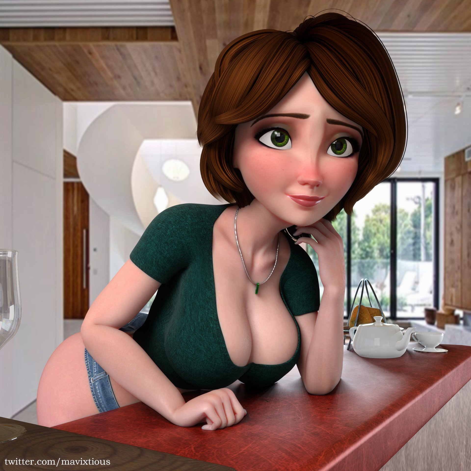 1girls, 3d, ass, bare ass, big ass, big breasts, big hero 6, blender, breasts, cass hamada, cleavage, denim, denim shorts, disney, female, female only, large breasts, marvel, marvel comics, mavixtious, micro shorts, slim waist, solo, solo female, thick thighs, thong, wide hips