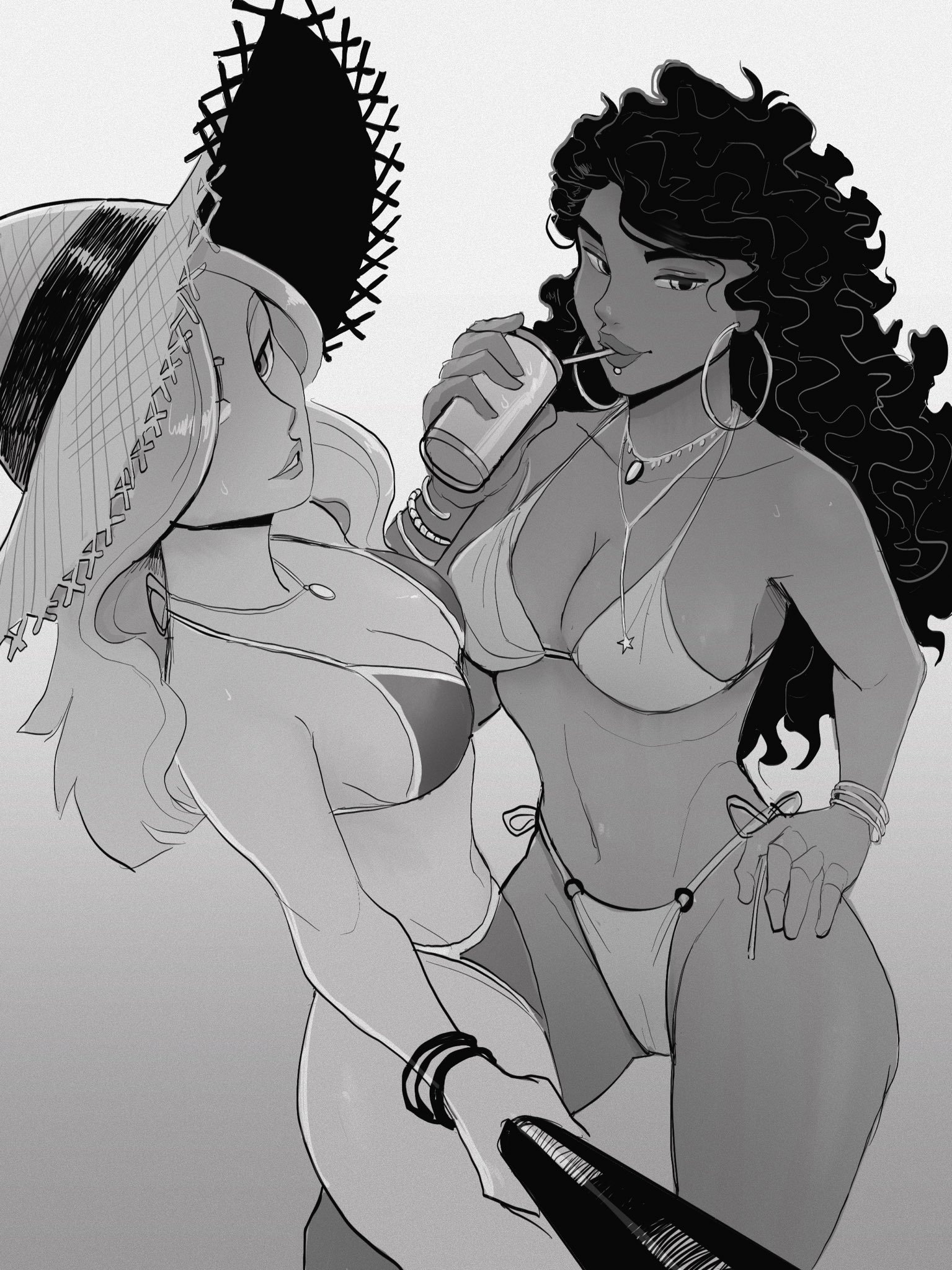 2girls, big breasts, bikini, breasts, character request, cleavage, crossover, dark skin, dark-skinned female, duo, female, female only, grand theft auto, grand theft auto v, grand theft auto vi, gta vi cover girl, gtav cover girl, latina, light skin, light-skinned female, selfie stick, tagme (artist)