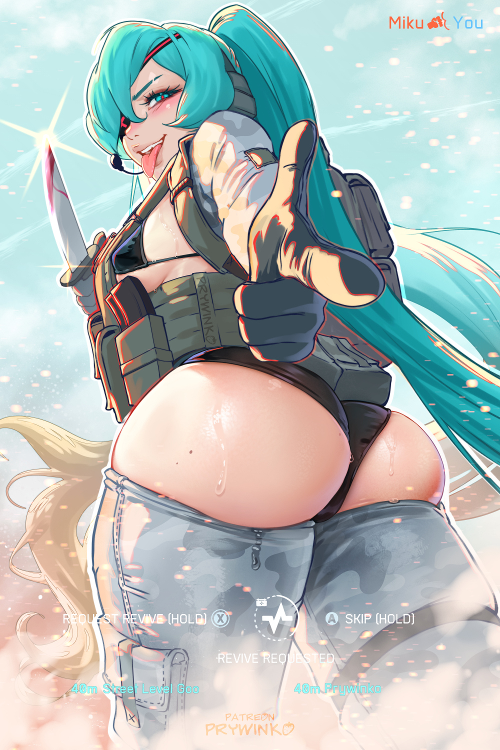 1girls, ass, ass bigger than head, ass focus, ass up, big ass, big thighs, bikini, bikini bottom, bikini top, bra, breasts, breasts out, bubble ass, bubble butt, butt, butt focus, camel toe, cameltoe, clothed, clothing, curvy, curvy body, curvy female, curvy figure, curvy hips, erect nipples, erect nipples under clothes, fat ass, hatsune miku, huge ass, huge butt, huge thighs, looking at viewer, massive thighs, nipple bulge, nipples, nipples visible through clothing, panties, pants down, pants pulled down, perky breasts, perky nipples, pointing, presenting, presenting ass, presenting butt, presenting hindquarters, prywinko, sideboob, small breasts, solo, sweatdrop, sweaty, sweaty body, thick ass, thick legs, thick thighs, thigh gap, thunder thighs, thunderthighs, tits, tits out, vocaloid, wide hips, wide thighs