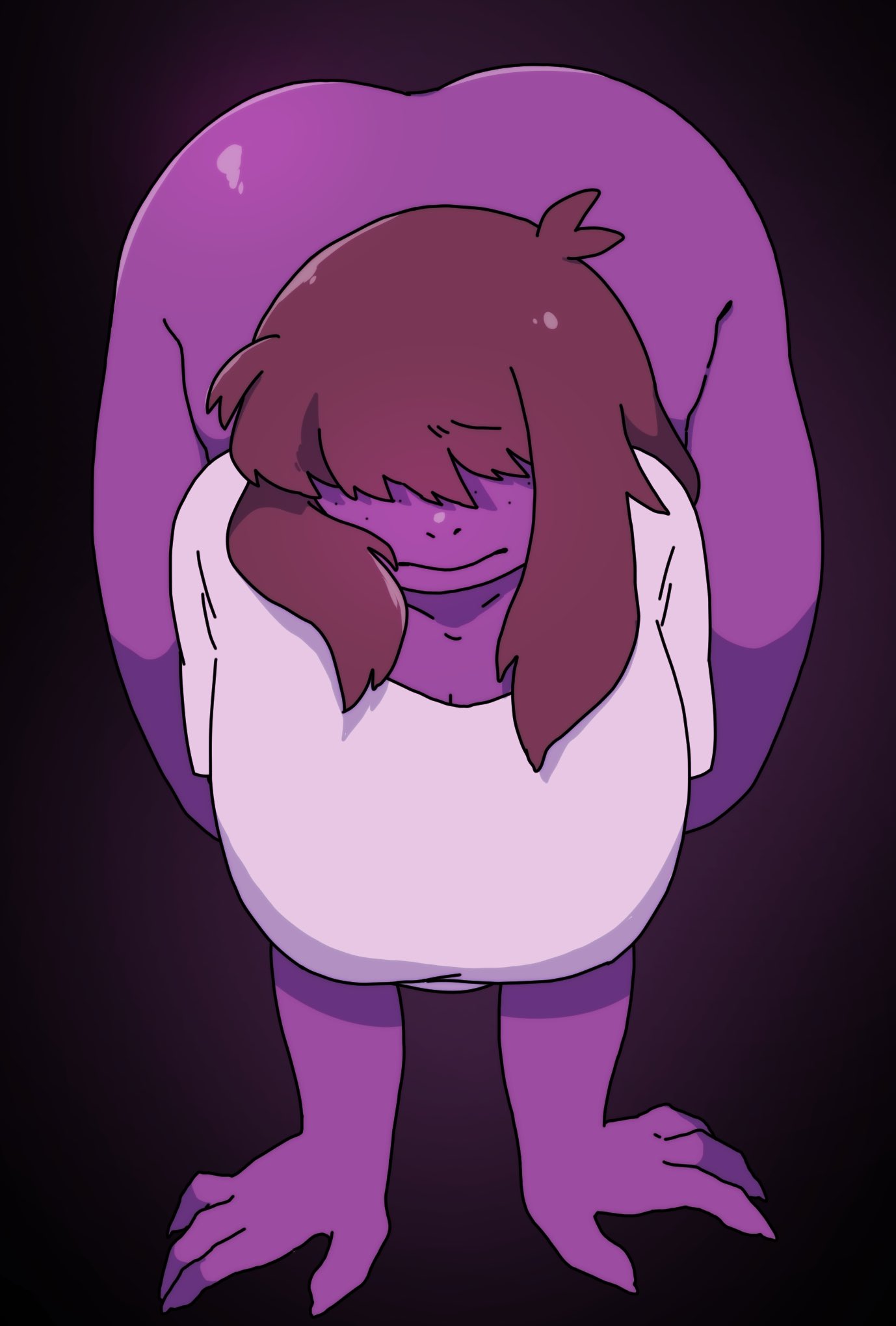 anthro, ass, bottomless, breasts, clothed, clothing, deltarune, embarrassed, female, partially clothed, shirt, solo, susie (deltarune), tagme, topwear, underchikichan, undertale (series)