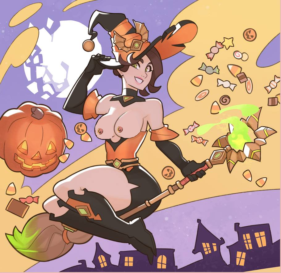 candy candy_witch edit evie_(paladins) female female_only nude nude_female paladins splashbrush witch