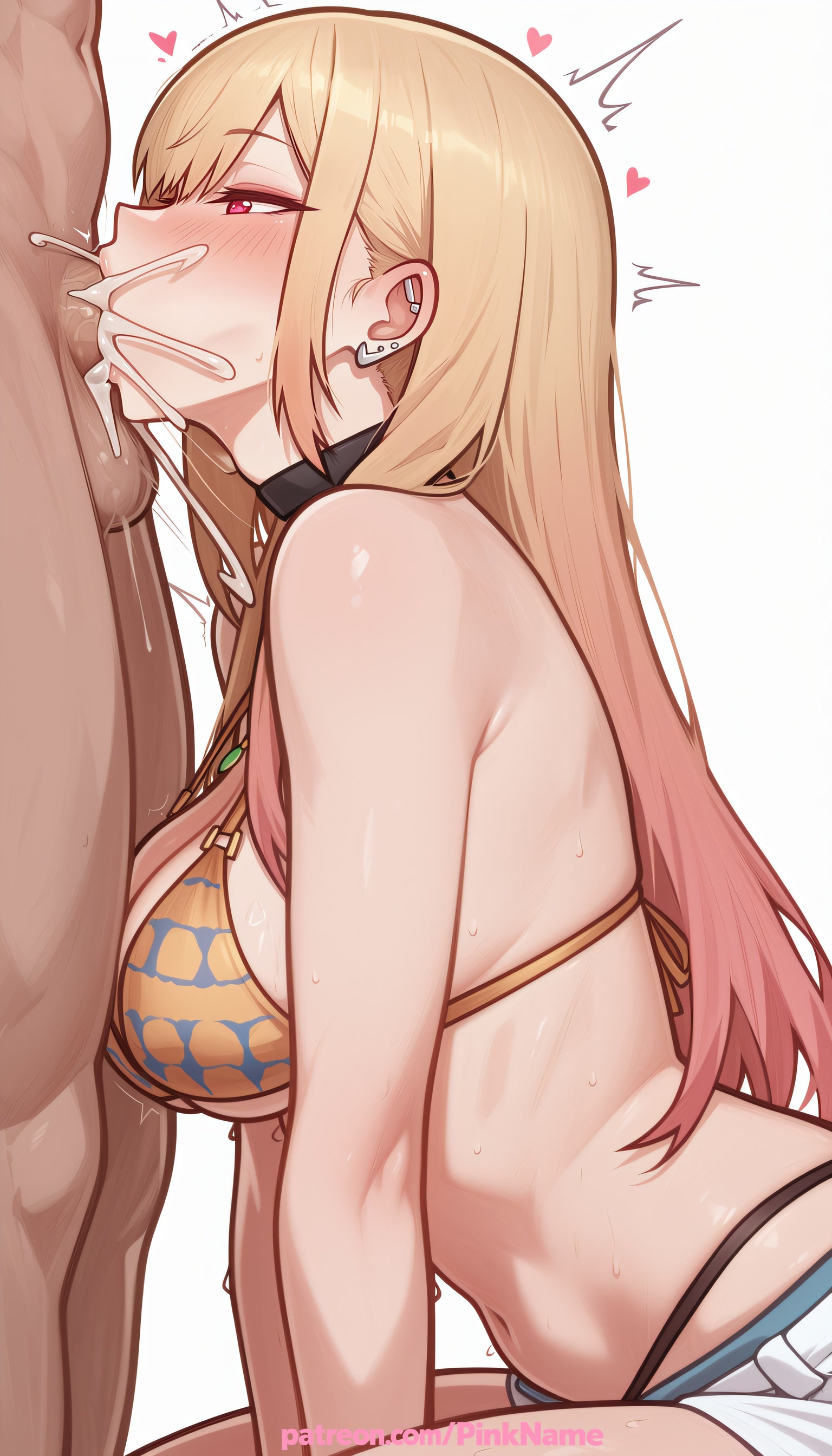 1boy, 1girl, 2026, ai generated, artist name, bikini, blonde hair, blowjob, blowjob face, blush, boobs, breasts, bust, chest, clothed female nude male, cock, cum, cum in mouth, deepthroat, dick, earrings, fellatio, heart, hetero, hi res, high quality, highres, jewelry, kitagawa marin, licking, long hair, nude, oral, oral sex, patreon, patreon username, penis, pinkname, sono bisque doll wa koi wo suru, sucking, swimsuit, tits, watermark