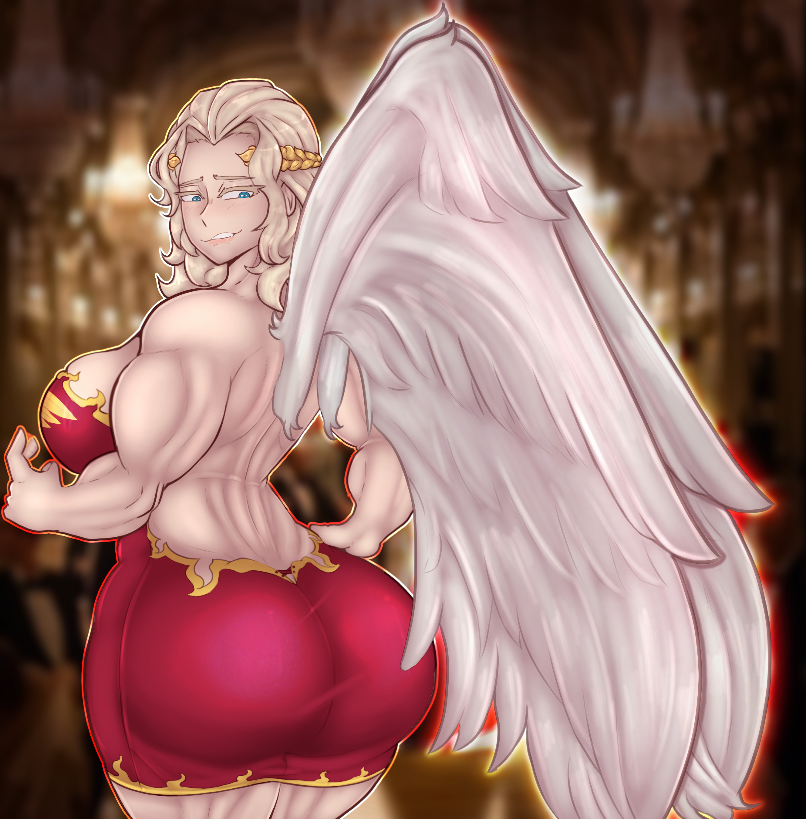 big ass, big breasts, big butt, black eyes, black hair, breasts, casual, casual exposure, casual nudity, female, female focus, female only, games workshop, genderswap, imperium of man, muscular, muscular female, naked, naked female, nude, nude female, nudity, pale-skinned female, primarch, rule 63, sanguinius, scar, sfcompany1e (artist), solo, solo female, warhammer (franchise), warhammer 40k