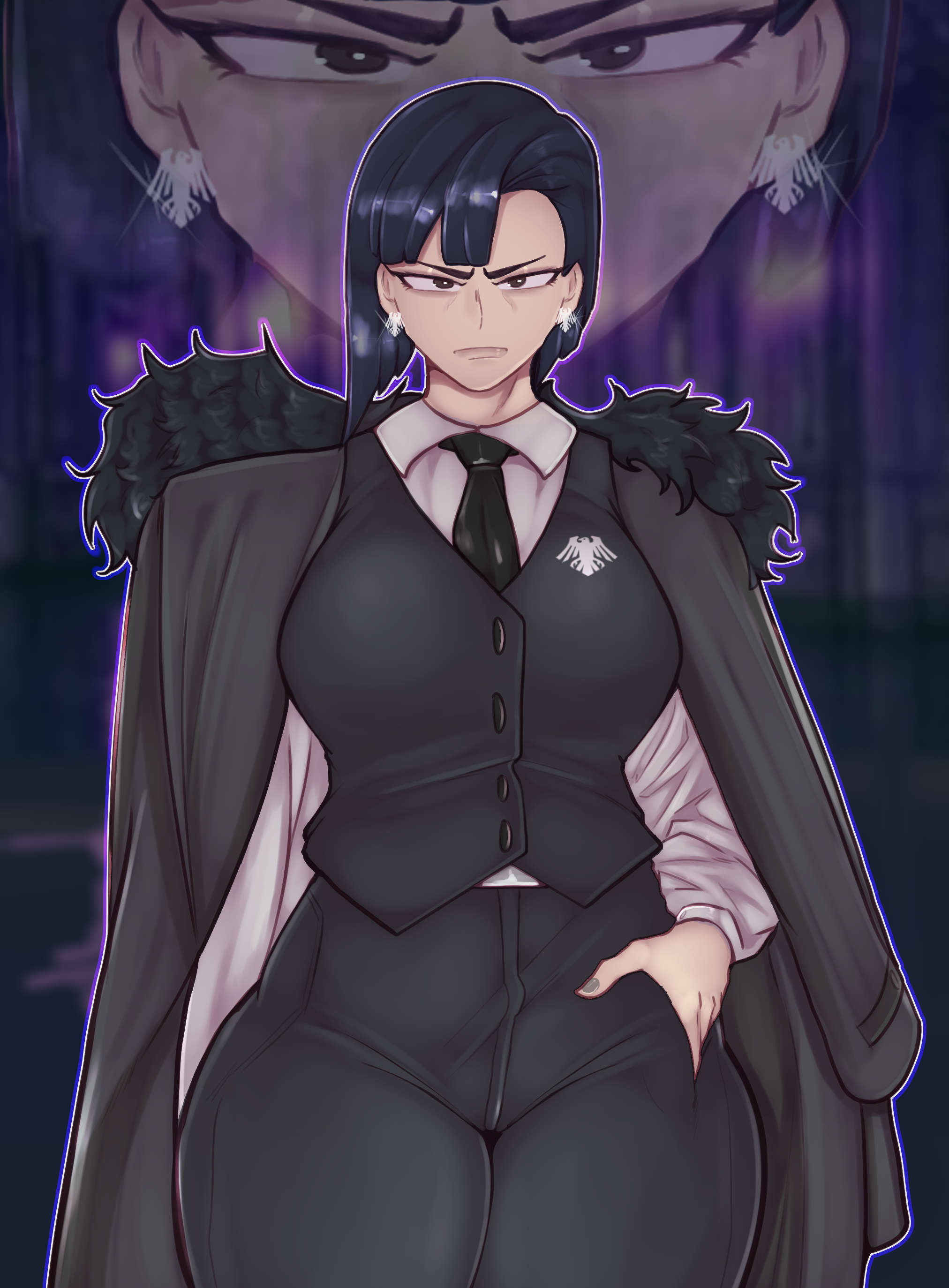 big ass, big breasts, big butt, black eyes, black hair, breasts, casual, casual exposure, casual nudity, corvus corax, female, female focus, female only, games workshop, imperium of man, muscular, muscular female, naked, naked female, nude, nude female, nudity, pale-skinned female, primarch, raven guard, rule 63, scar, sfcompany1e (artist), solo, solo female, warhammer (franchise), warhammer 40k