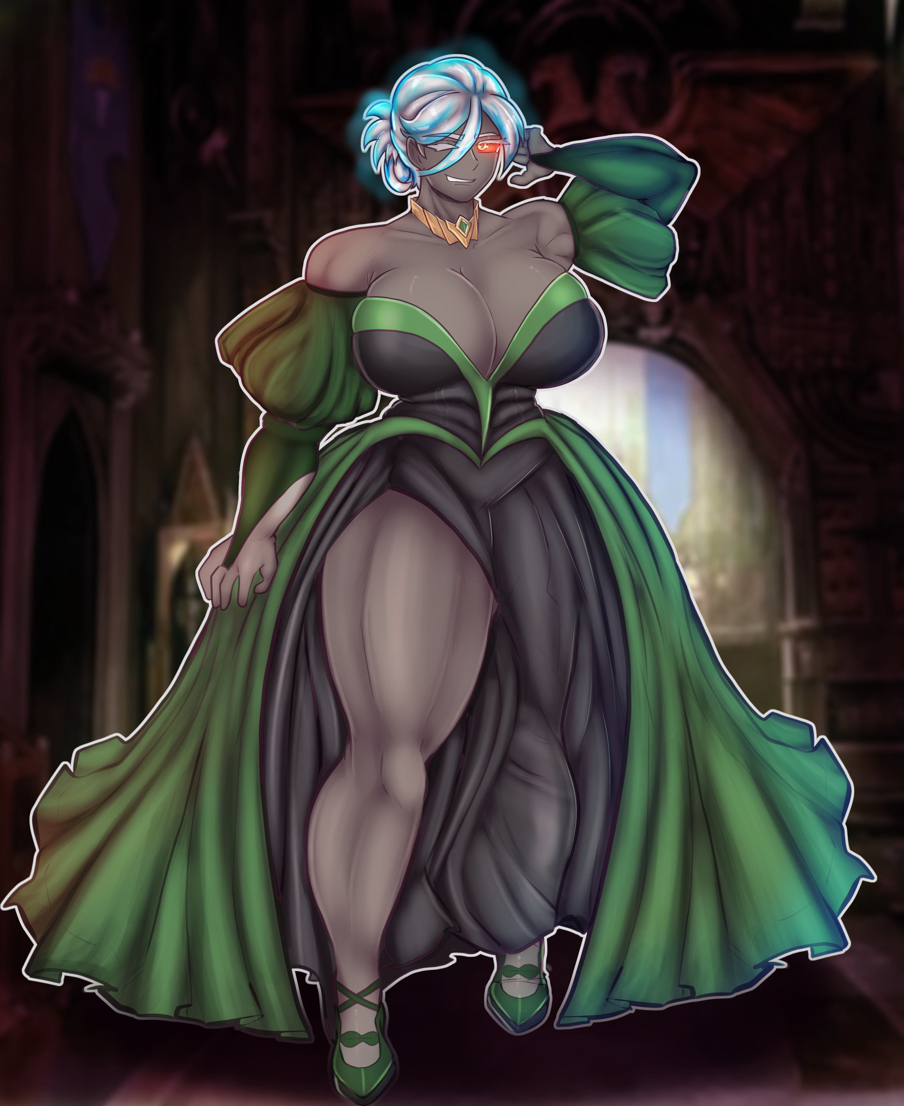 big ass, big breasts, big butt, black eyes, black hair, breasts, casual, casual exposure, casual nudity, female, female focus, female only, games workshop, imperium of man, muscular, muscular female, naked, naked female, nude, nude female, nudity, pale-skinned female, primarch, rule 63, scar, sfcompany1e (artist), solo, solo female, vulkan, warhammer (franchise), warhammer 40k