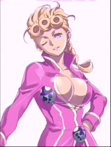 1girls big_breasts blonde_hair blue_eyes breasts eye_closed female giorno_giovanna human jojo's_bizarre_adventure light-skinned_female light_skin rule_63 shounen_jump vento_aureo yellow_hair