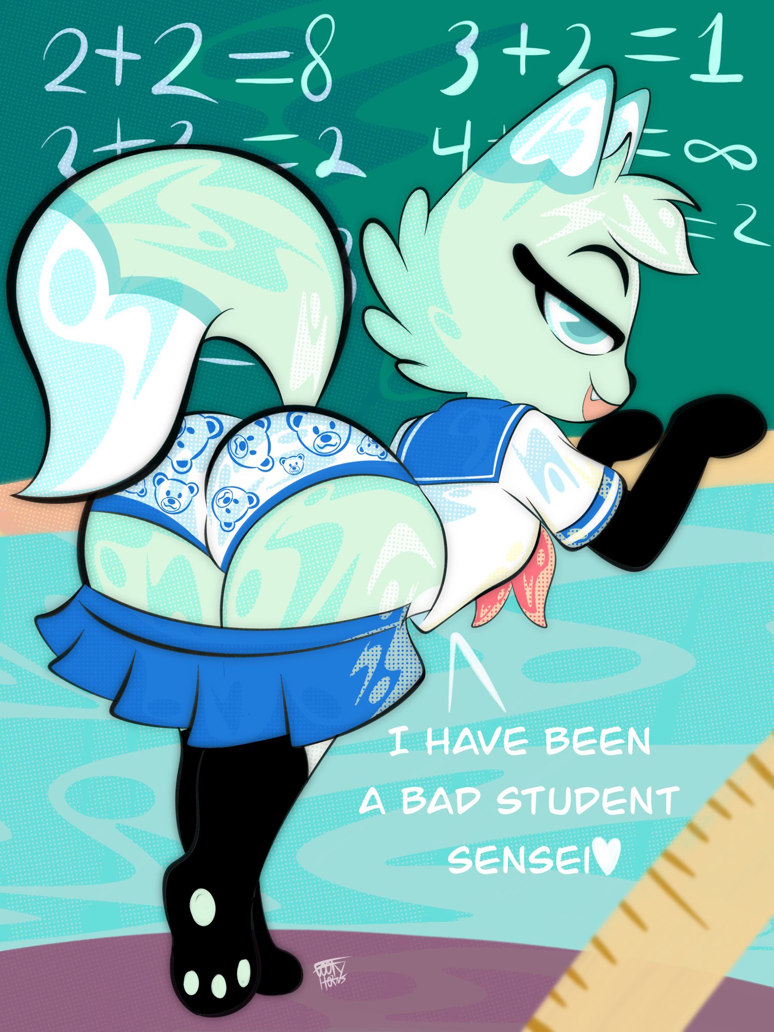 1boy, 1girls, 2d, 2d (artwork), chikn nuggit, female, focus on ass, focus on pussy, goofy horns, male, male/female, pussy, slushi, slushi (chikn nuggit)