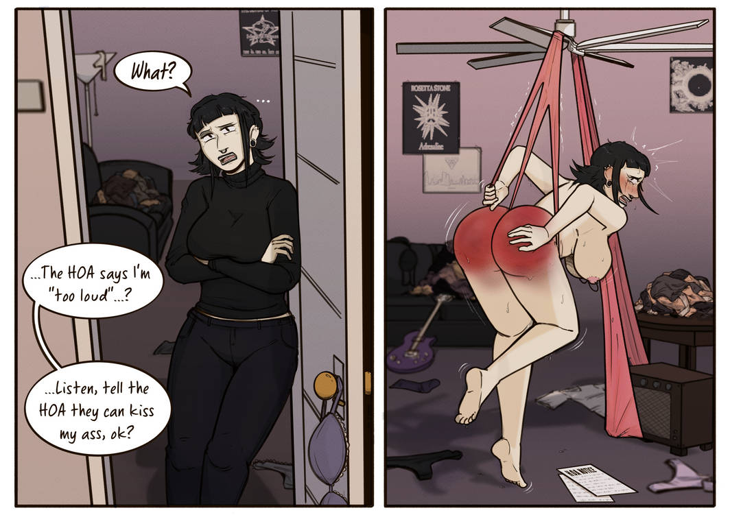 1girls, 2 panel comic, ass, ass focus, ass grab, background, bent over, big ass, big breasts, blush, breasts, breasts out, clothing aside, crying, crying with eyes open, embarrassed, embarrassed nude female, english text, forced, forced exposure, forced submission, goth, goth girl, grabbing own ass, hanging wedgie, humiliated, humiliation, nipple piercing, nipples, oc, original, original character, pangomangos, pov, punishment, punishment spanking, red ass, red butt, spank marks, spanked, spanking, stripped, stripped naked, suspended in midair, suspension, sweat, sweatdrop, toes, trembling, wedgie, wedgie fetish, wedgie spanking, wedgied female