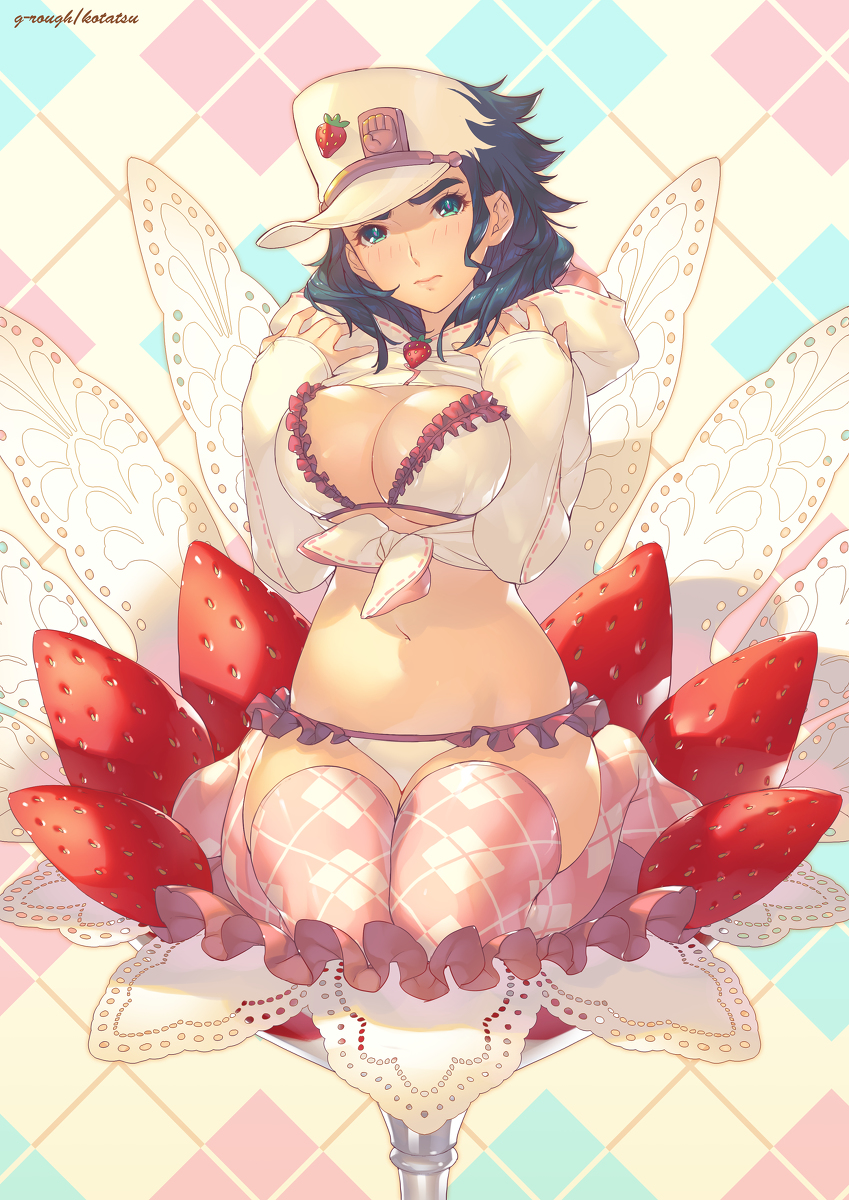 1girls, big breasts, black hair, blush, bra, breast squish, breasts, cleavage, cute, embarrassed, female, female jotaro, female only, frilled bra, frilled panties, frills, hat, hoodie, human, jojo's bizarre adventure, jotaro kujo, light skin, light-skinned female, lingerie, long hair, looking at viewer, on knees, panties, partially clothed, rule 63, shounen jump, skimpy, solo female, stardust crusaders, thighhighs