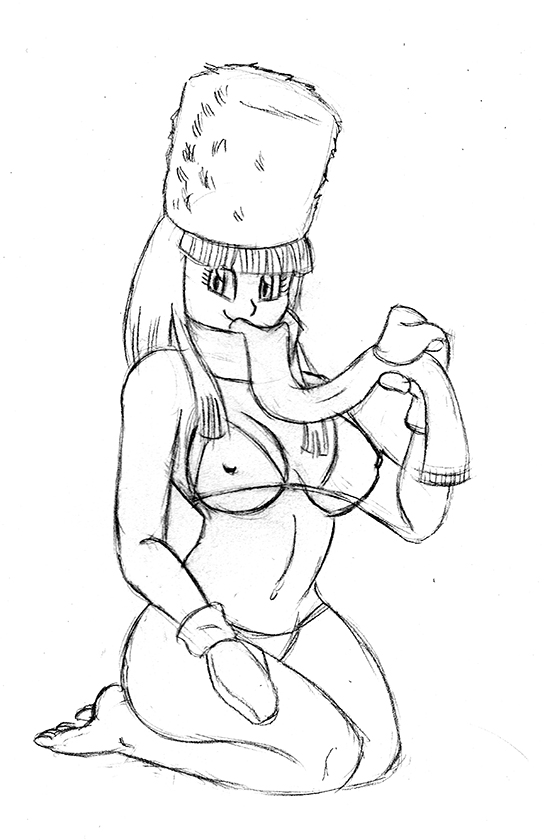 clothed dragon_ball dragon_ball_(classic) female funsexydragonball headwear human scarf solo suno underwear