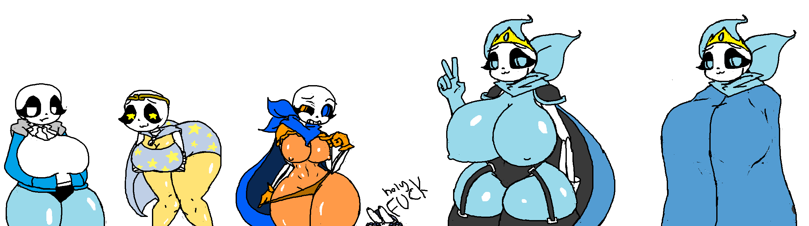 cape dream_sans dream_sans_(fan_character) female huge_ass huge_breasts ink_sans_(fan_character) queen rule_63 sans the_absolute thiccberry underswap undertale undertale_fanfiction