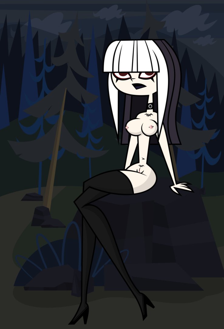 accurate_art_style big_breasts breasts crimson_(tdi) goth nipples nude pussy stockings sugary_marshmallow the_ridonculous_race total_drama_island