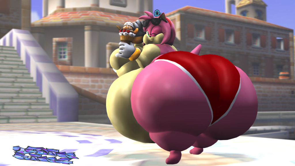 1girls amy_rose anthro ass bbw big_belly bikini breasts fat female female_focus female_only furry green_eyes headband hedgehog hedgehog_humanoid hips ice_cream jiant101 large_ass large_hips obese overweight overweight_female pink_fur pink_hair sega sonic_(series) sonic_the_hedgehog_(series) ssbbw sunglasses_on_head super_mario_sunshine thick_thighs thighs wink