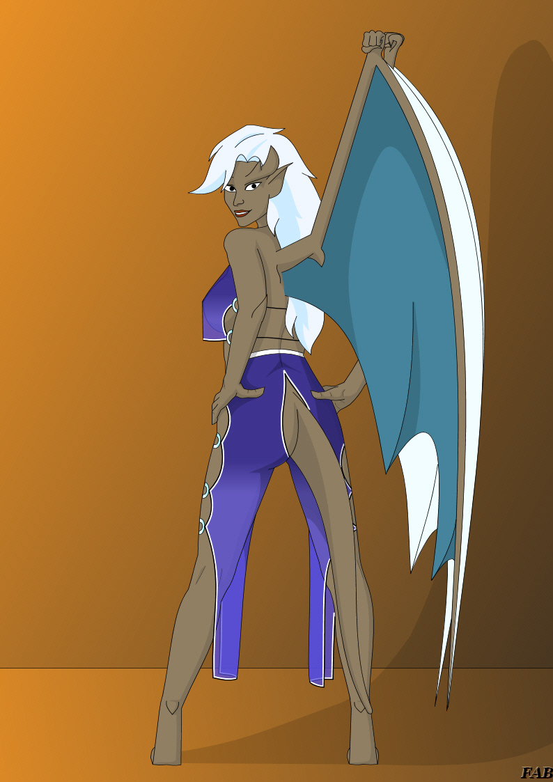 1girls brown-skinned_female brown_skin delilah_(gargoyles) disney dress fab fab3716 female female_only gargoyles humanoid nipples see-through skimpy solo solo_female tagme white_hair winged_humanoid