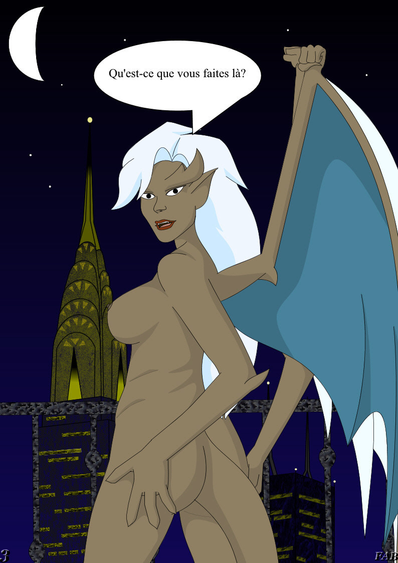 1girls brown-skinned_female brown_skin chrysler_building delilah_(gargoyles) disney fab fab3716 female female_only french_text gargoyles humanoid nipples nude nude_female solo solo_female tagme white_hair winged_humanoid