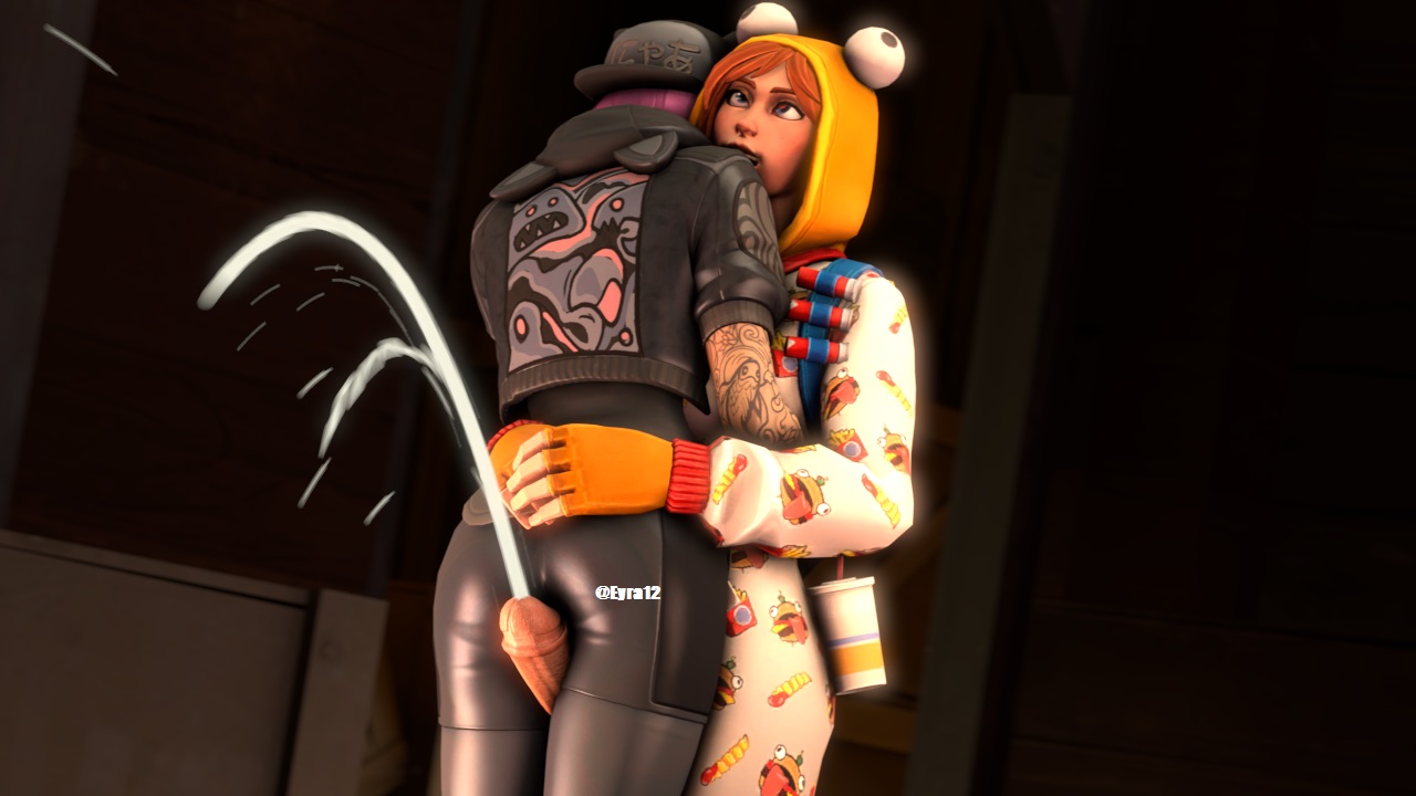 1futa, 1girls, 3d, ahe gao, clothed, clothing, cum, cumshot, duo, ejaculation, female, fortnite, fully clothed, futanari, human, intersex, lynx (fortnite), mostly clothed, onesie, onesie (fortnite), orgasm, outercourse, penis, tagme, thigh sex