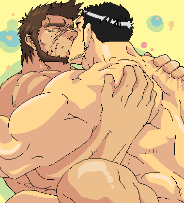 2020 2boys bara facial_hair gay human human_only keropon male male_only multiple_boys muscles muscular_male nude