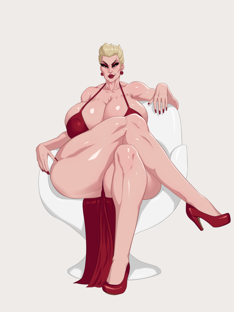 1girls, athena milkwinn, blonde hair, bondage, breasts, cleavage, female, female only, huge breasts, mature, mature female, milf, muscles, muscular, muscular female, rampage0118, short hair, short-haired female, solo, thick thighs, wide hips