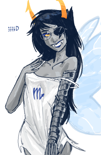 1girls breasts dress homestuck solo tealtentacles vriska_serket