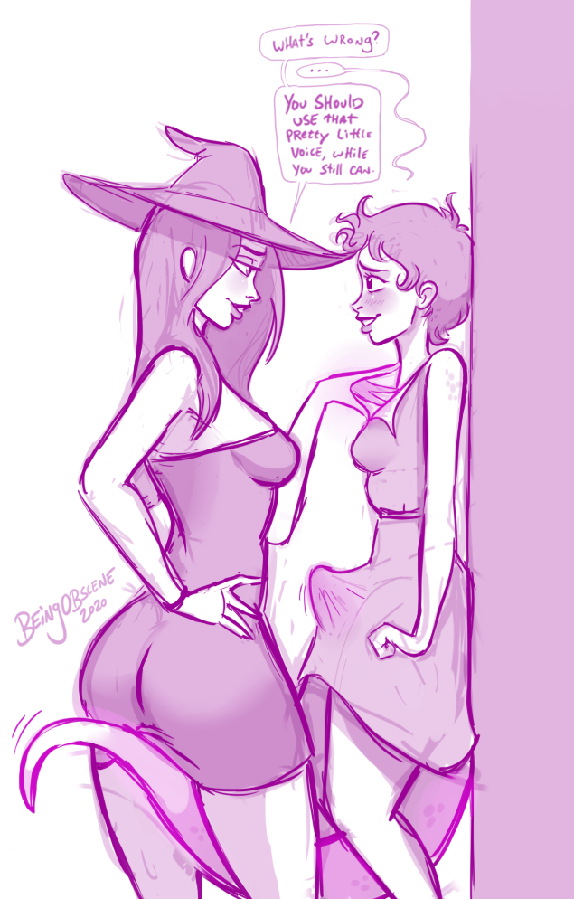 1futa 1girls beingobscene blush breasts clothed clothing dialogue duo english_text erection erection_under_clothes erection_under_skirt female fully_clothed futanari gynomorph hair hat headgear headwear human human_to_anthro humanoid intersex janis_the_witch_(beingobscene) jaylin magic_user mammal mid_transformation original original_character penis simple_background small_breasts species_transformation speech_bubble text transformation witch witch_hat