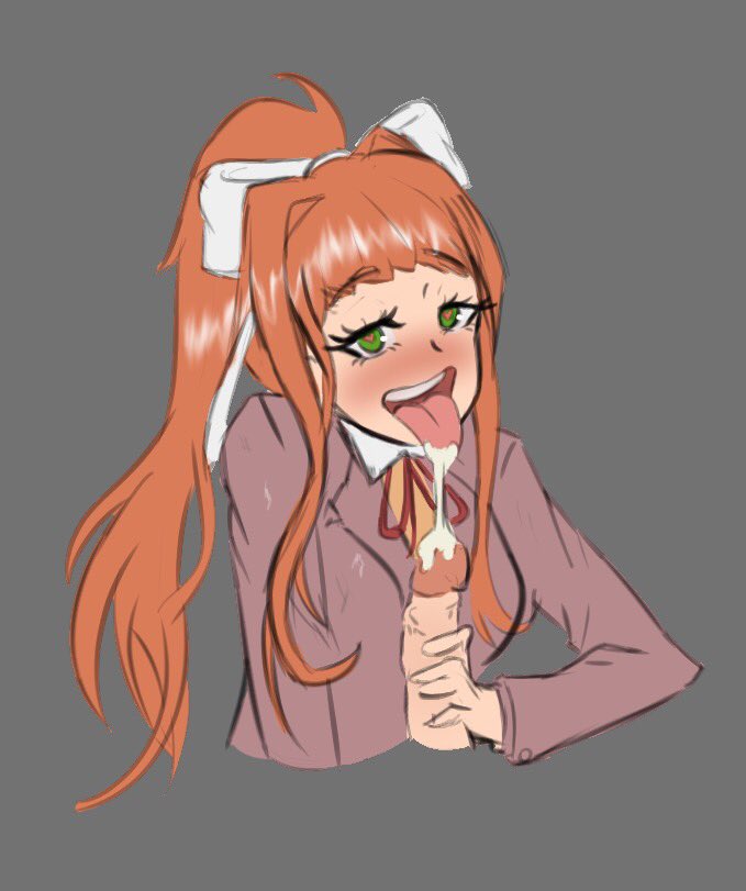 1boy 1girls ahe_gao blush brown_hair cum cum_in_ass doki_doki_literature_club domination dripping_cum female femdom green_eyes handjob heart-shaped_pupils heart_eyes licking_cum looking_at_viewer masturbation monika_(doki_doki_literature_club) open_mouth penis ponytail pov ribbon tongue tongue_out white_ribbon yagonsfw