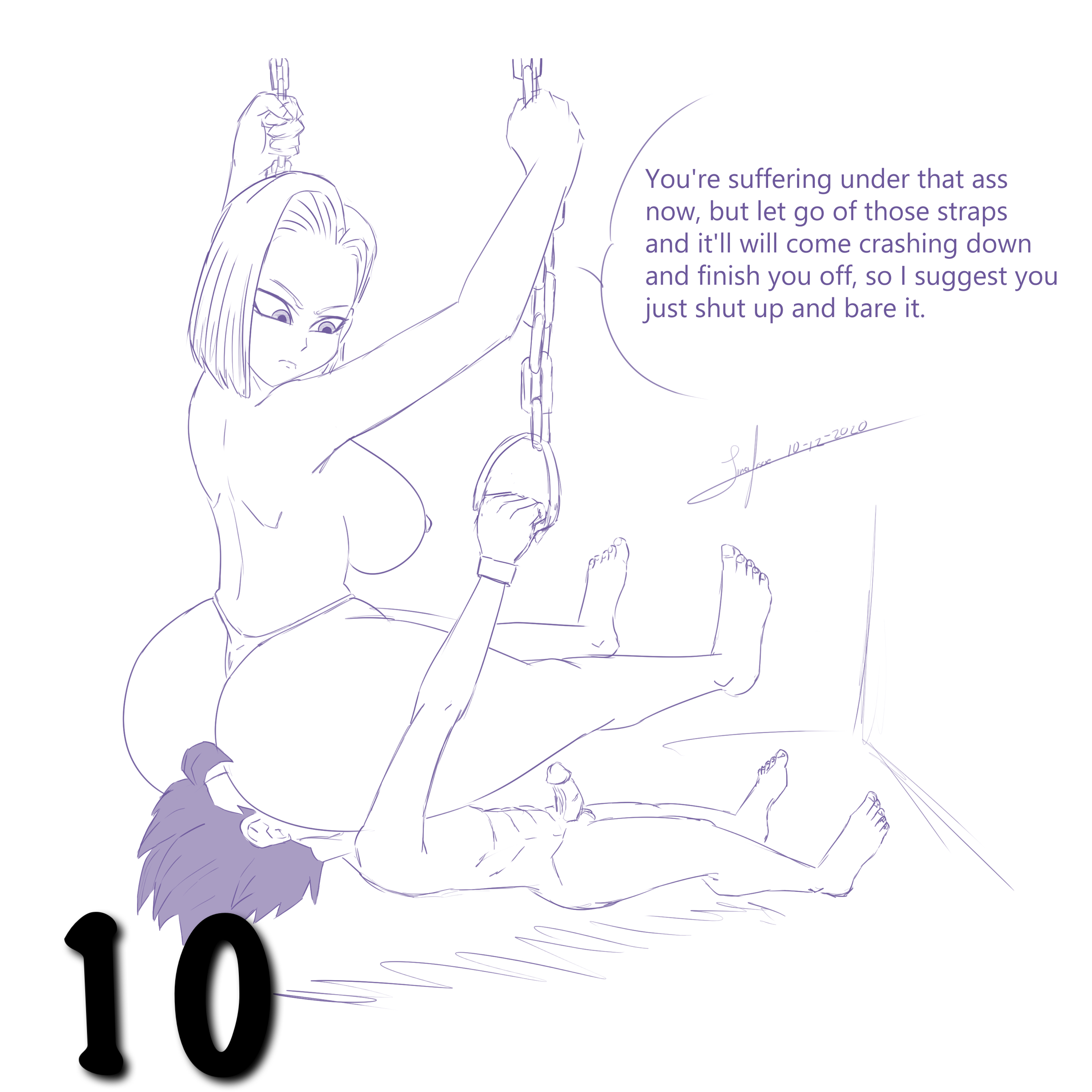 android 18, asphyxiation, ass, cabba, cabbas humbling, cruelty, domination, dragon ball, dragon ball super, dragon ball z, facesitting, female, femdom, male, penis, smothering, suffocation