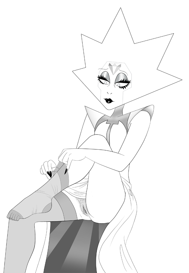 dress dressing female female_only female_pubic_hair gem_(species) lowres no_panties pubic_hair pussy solo source_request steven_universe stockings susiebeeca tagme transparent_background white_diamond_(steven_universe)