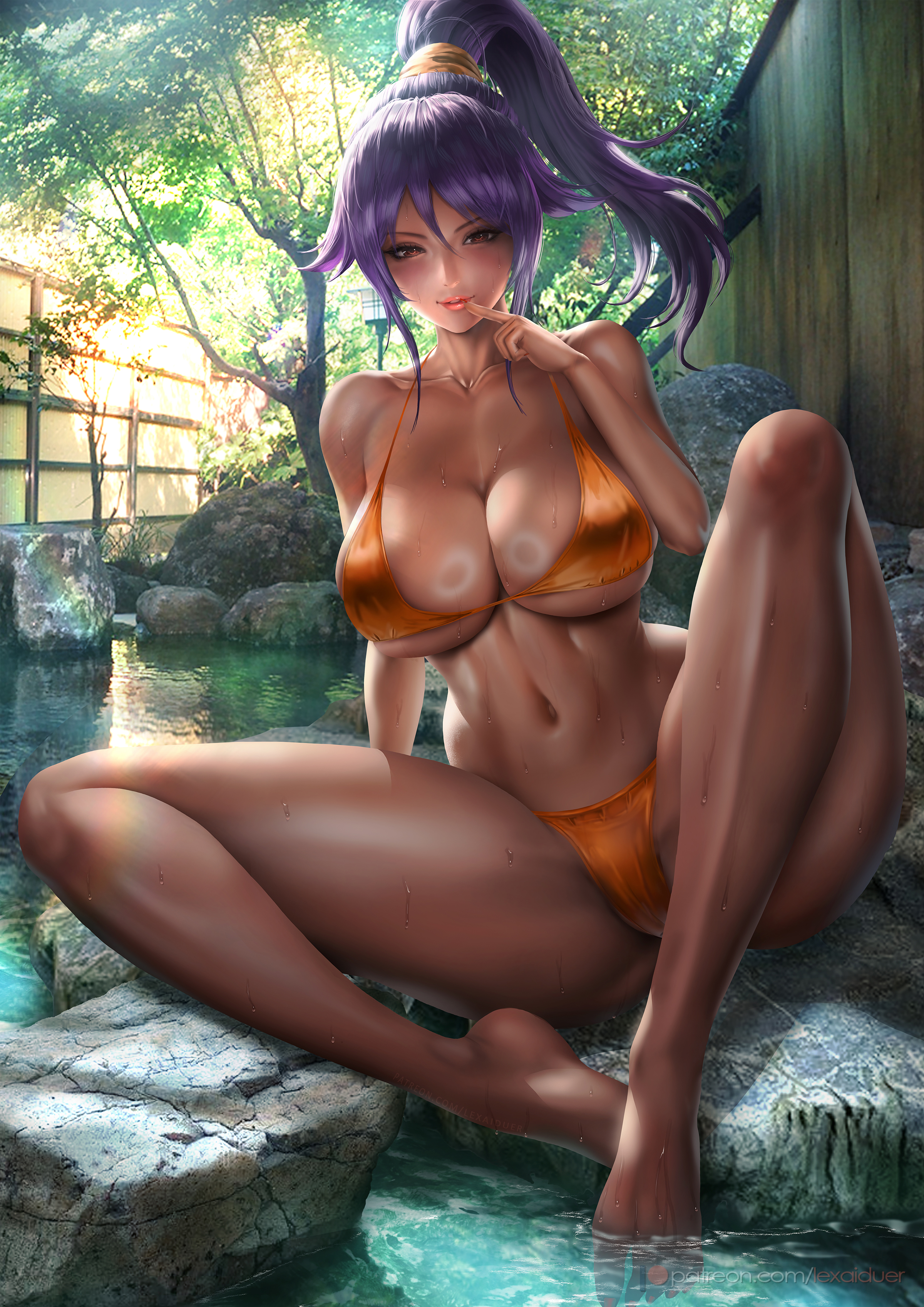 1girls, big breasts, bleach, breasts, female, female focus, female only, lexaiduer, long hair, shihouin yoruichi, tagme