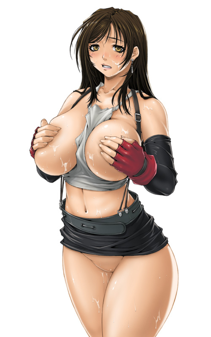 1girls big_breasts black_hair blush breasts brown_eyes earrings female female_focus female_only final_fantasy final_fantasy_vii fumizuki_misoka long_hair pinup pinup_pose pose posing solo tagme tifa_lockhart