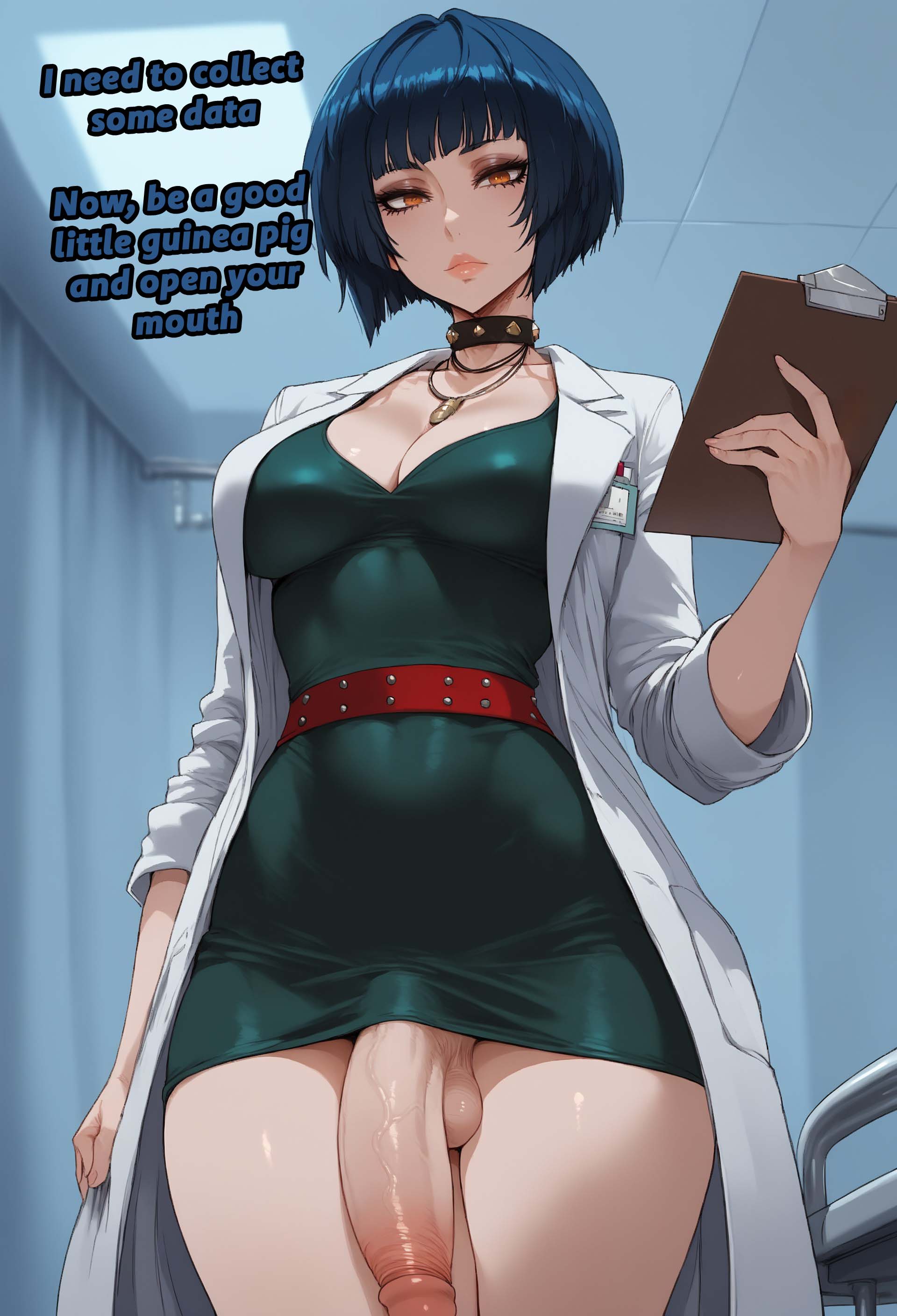 1futa, ai generated, ass, balls, big ass, big breasts, big butt, big hips, big penis, blue hair, bob cut, breasts, brown eyes, cleavage, dick, dickgirl, doctor, eyebrows, eyelashes, female, futa only, futanari, goth, goth girl, grin, grinning, grinning at viewer, hair, hands-free, huge cock, indoors, intersex, lips, long hair, looking at viewer, makeup, mature, mature female, mature futa, narrow waist, narrowed eyes, nose, penis, persona, persona 5, seducing, seductive, seductive eyes, seductive gaze, seductive look, seductive mouth, seductive pose, seductive smile, smile, smile at viewer, smiley face, smooth balls, smooth penis, smooth skin, solo, solo dickgirl, solo focus, solo futa, tae takemi, testicles, velarin