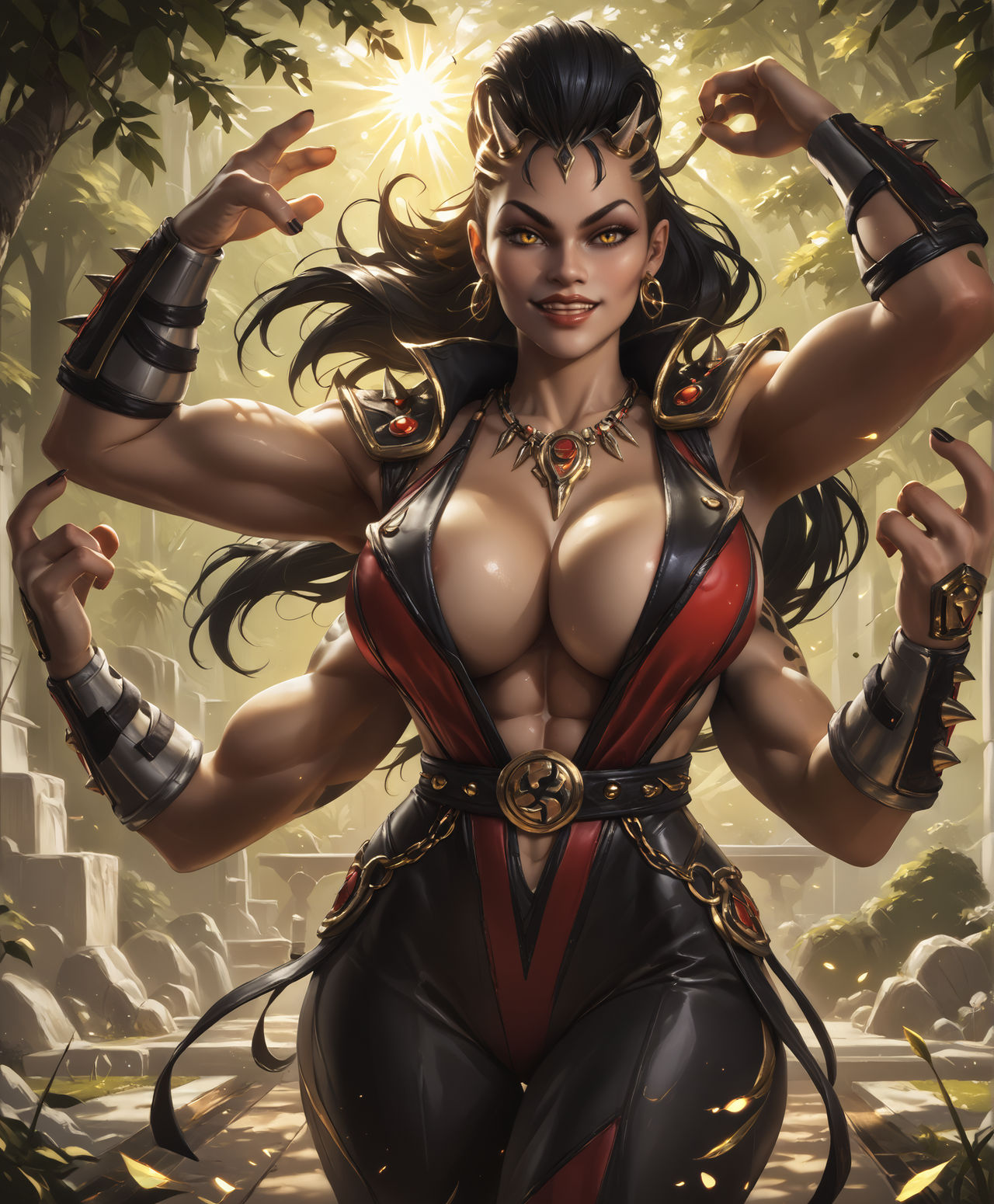 1girls, 4 arms, ai generated, big ass, big breasts, big thighs, breasts, brown body, brown skin, brown-skinned female, curvaceous, curvy, curvy figure, dark skin, dark-skinned female, digital media (artwork), female, hips, horns, hourglass figure, huge ass, huge breasts, huge thighs, humanoid, large ass, large breasts, large thighs, legs, mature, mature female, midway, mortal kombat, multi arm, multi limb, netherrealm studios, outworld, sheeva, shokan, slim waist, thealphega, thick, thick ass, thick hips, thick legs, thick thighs, thighs, voluptuous, waist, wide hips
