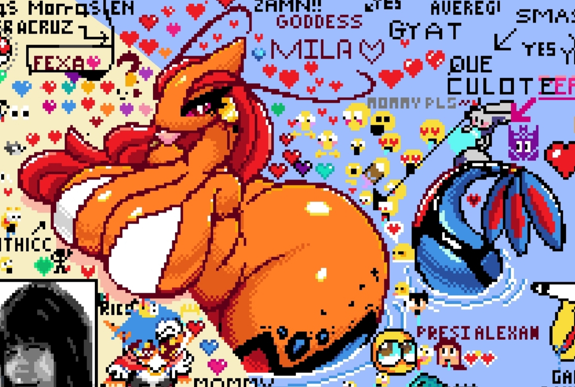 big ass, big breasts, bikini, bikini top, breasts, female, generation 3 pokemon, mila (president alexander), milotic, pixel art, pokemon, pokemon (species), tagme, wplace, wplace (artwork)